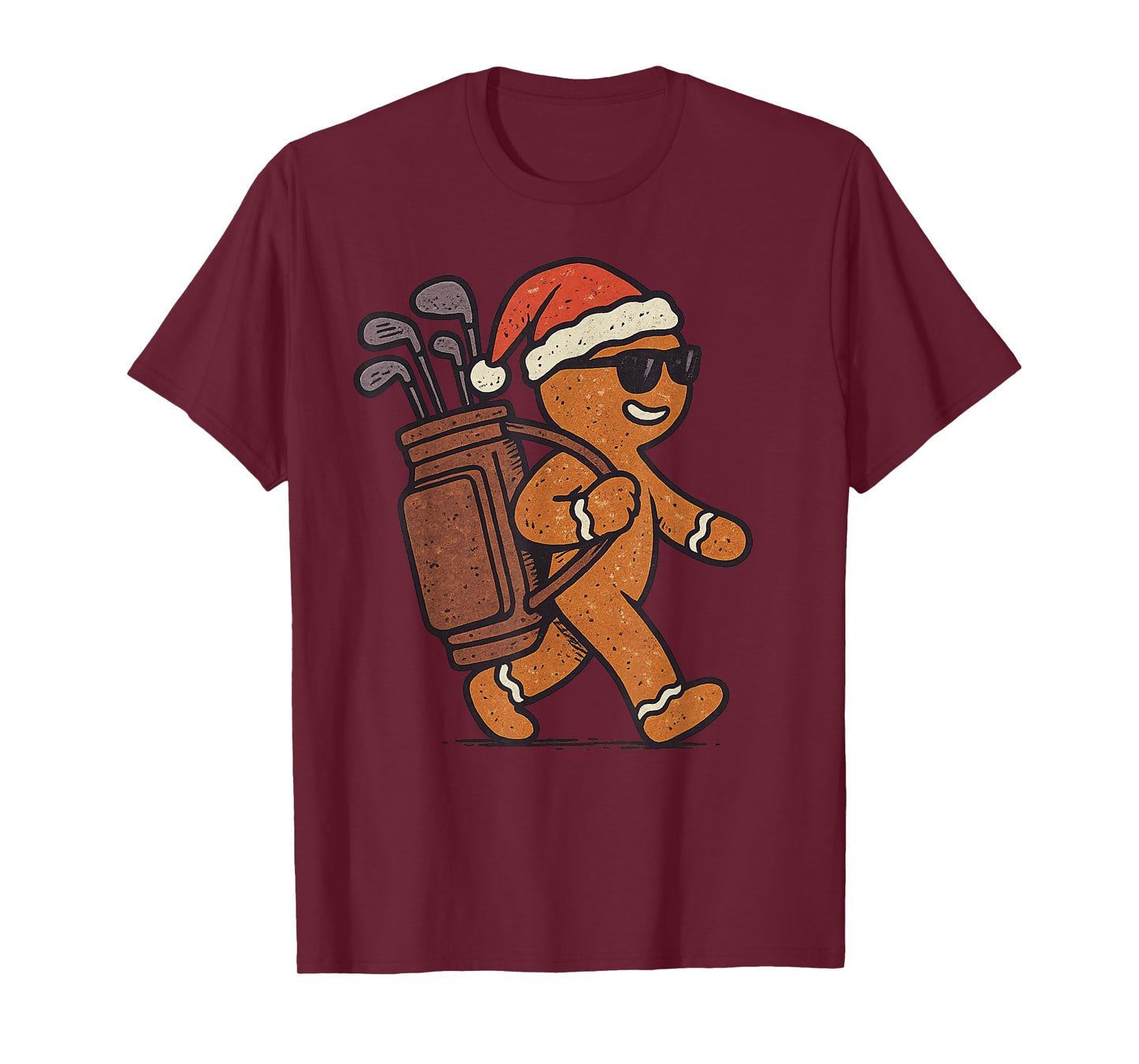 Gingerbread Playing Golf Christmas Vintage Funny Xmas T-Shirt