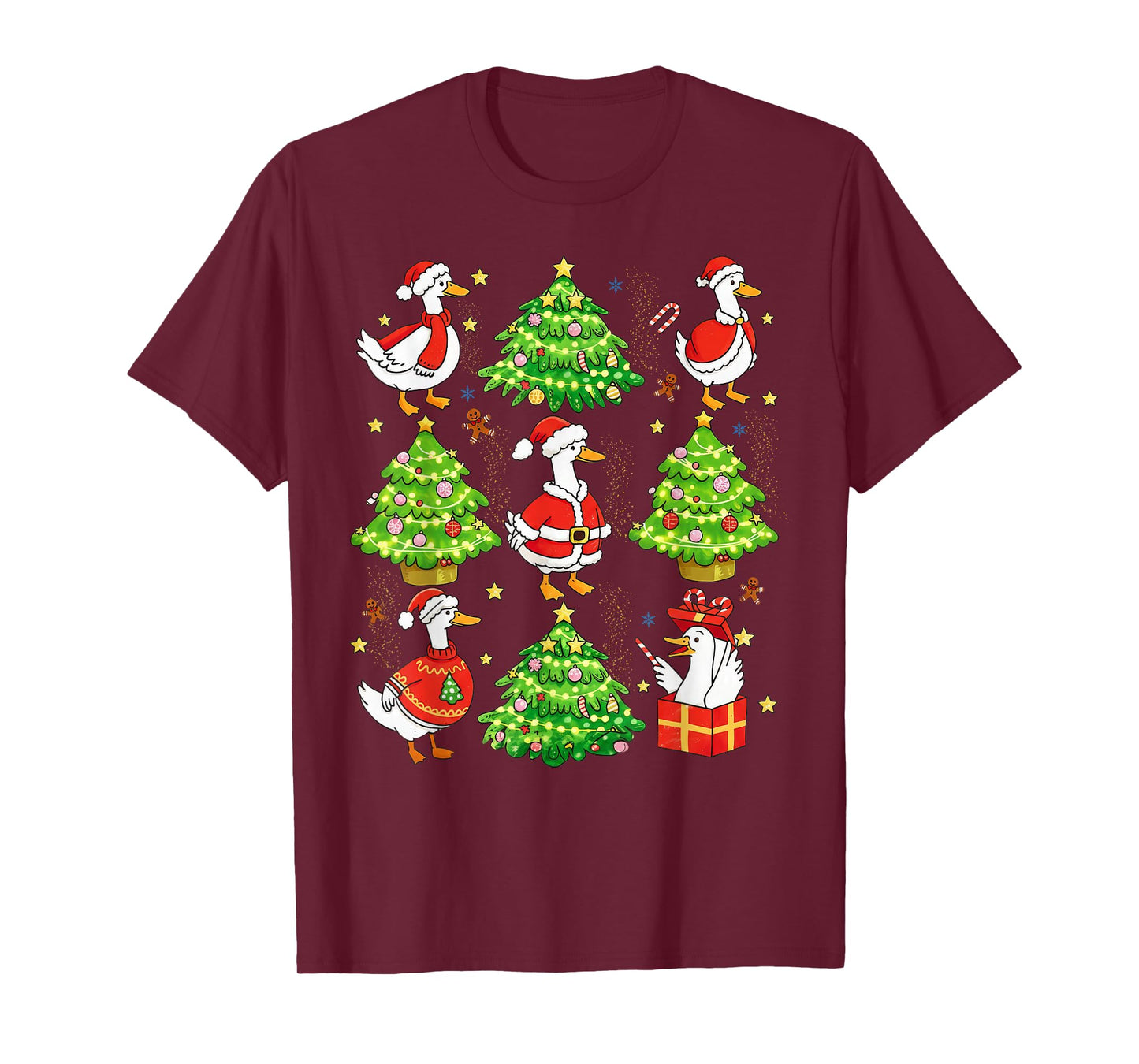 Silly Goose Christmas Santa Goose Xmas Tree Lights Holiday T-Shirt