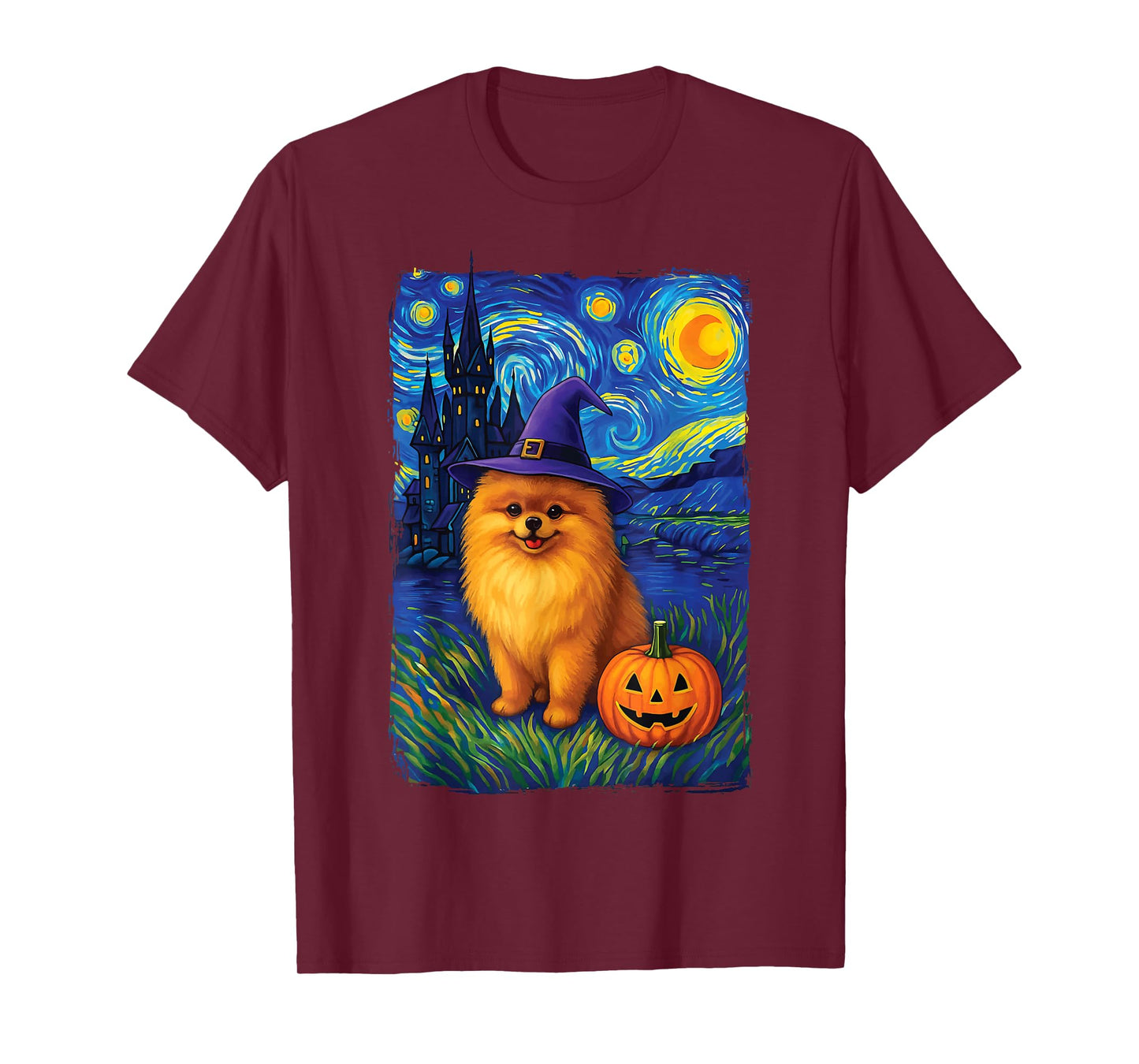 Pomeranian Starry Night Halloween T-Shirt