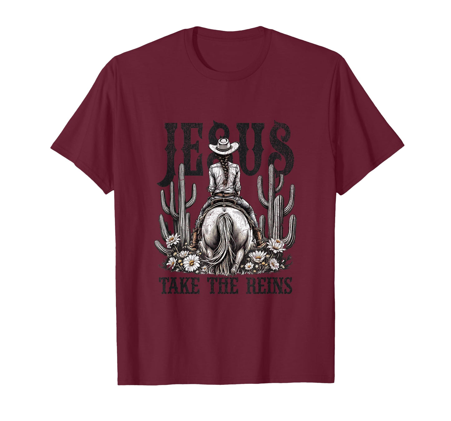 Jesus Take The Reins Western Cowgirl T-Shirt