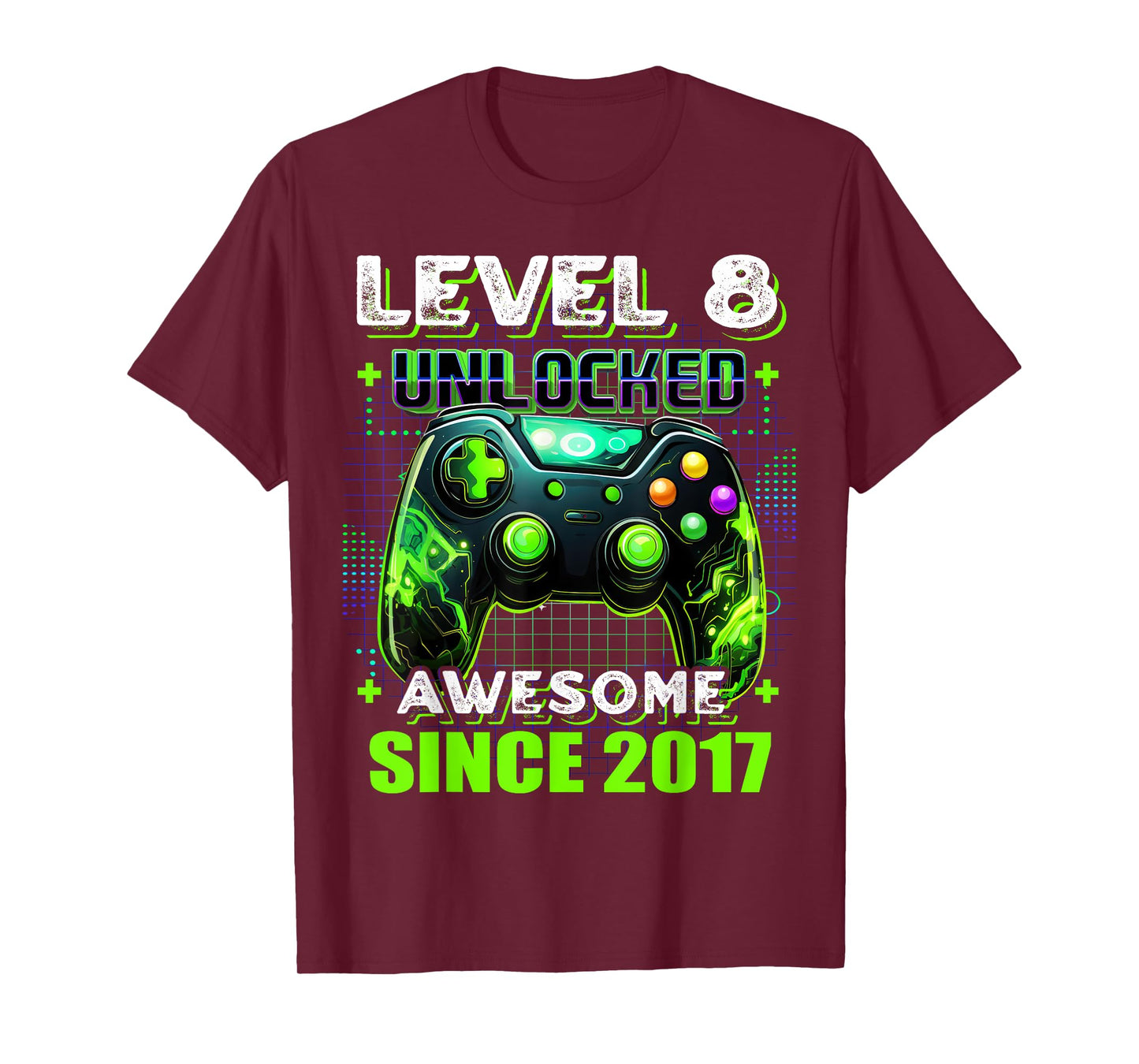 8th Birthday Boy Level 8 Gamer 8 Year Video Game Party T-Shirt