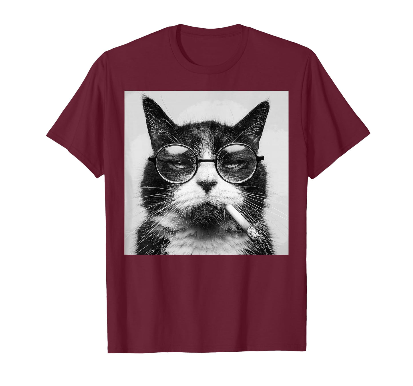 Funny Graphic Cat Smoking Adult Funny T-Shirt
