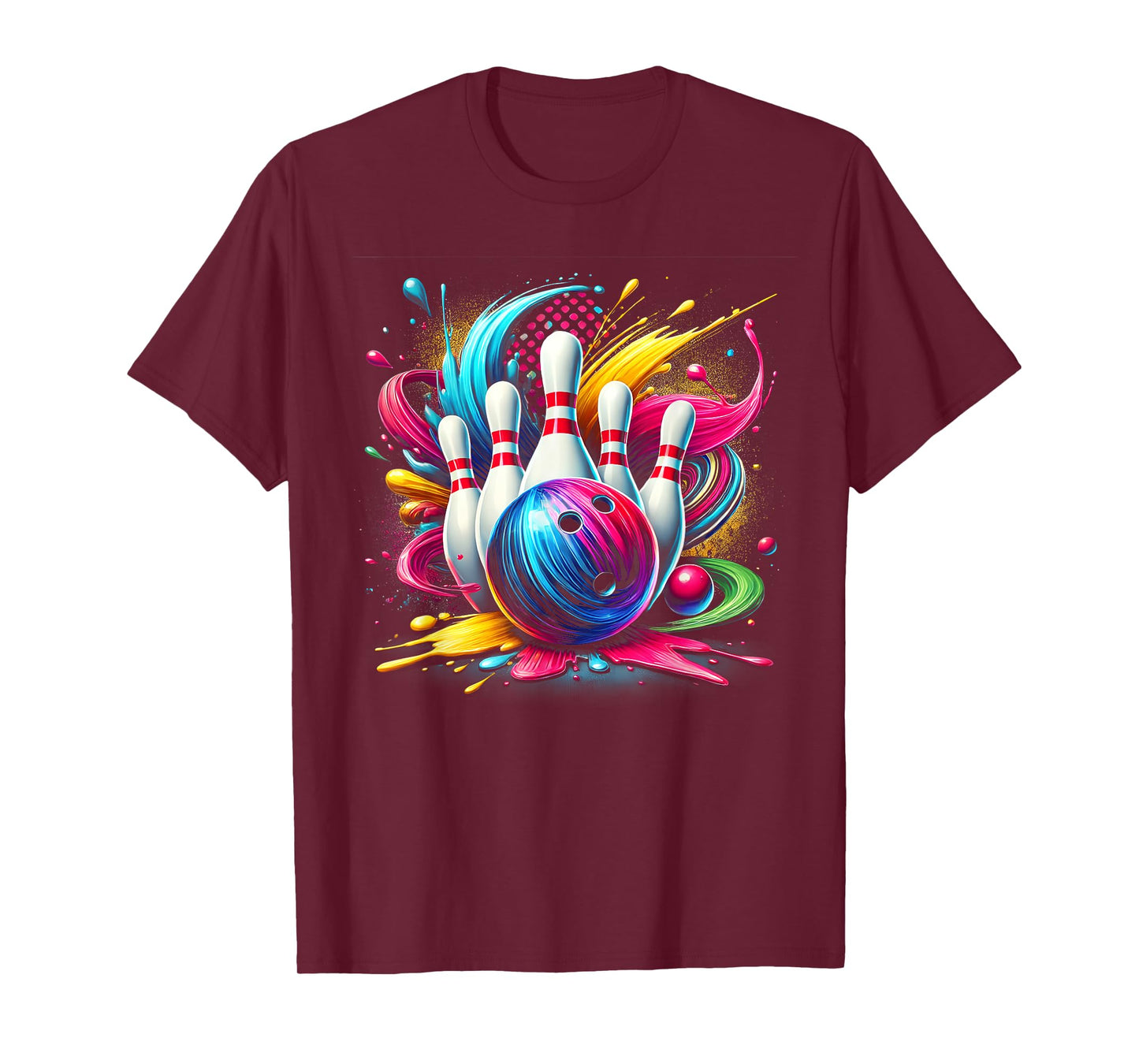 Colorful Bowling Game Day Bowling Flames Ball T-Shirt