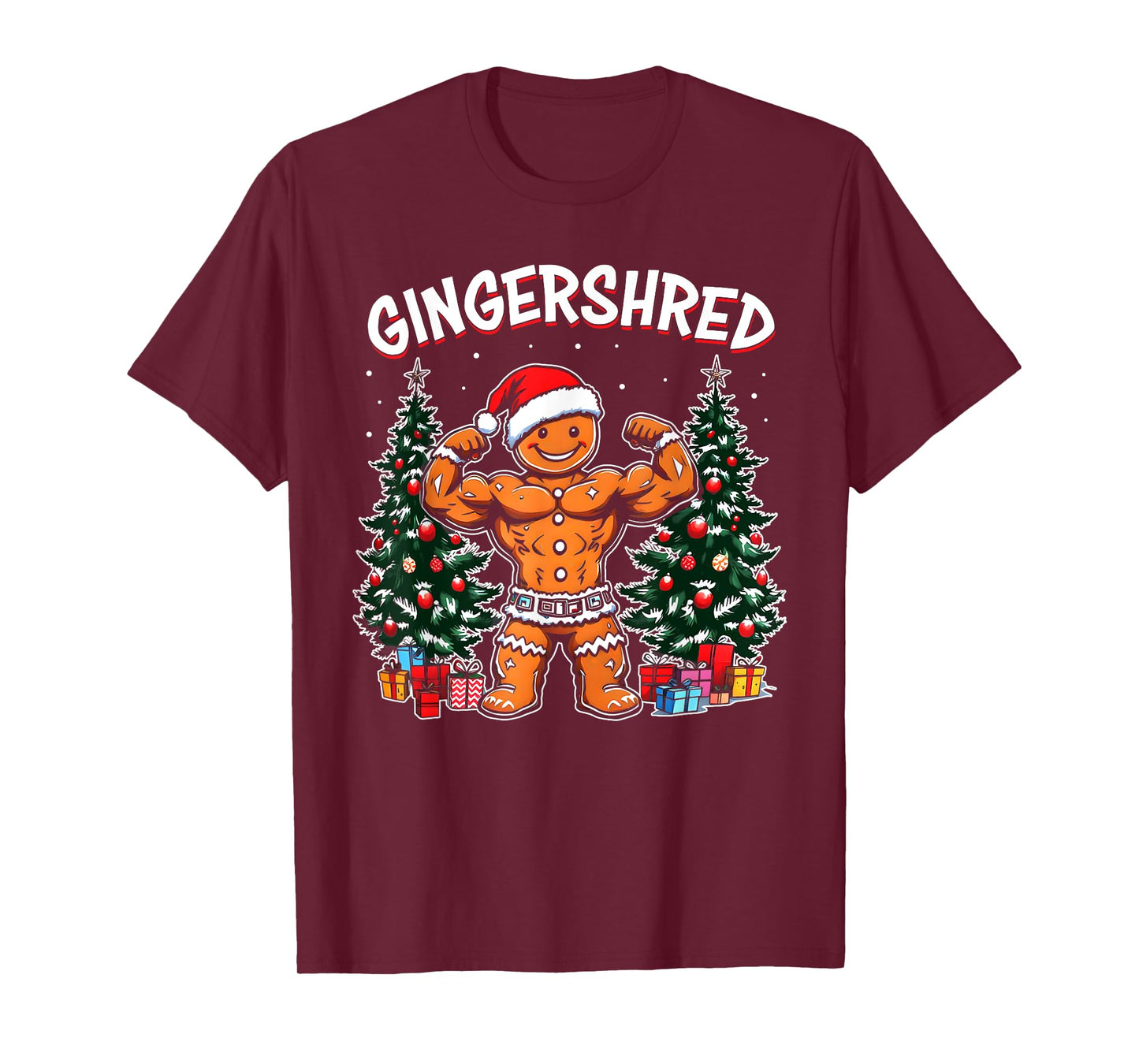Gingershred Funny Gingerbread Man Gym Bodybuilding Christmas T-Shirt
