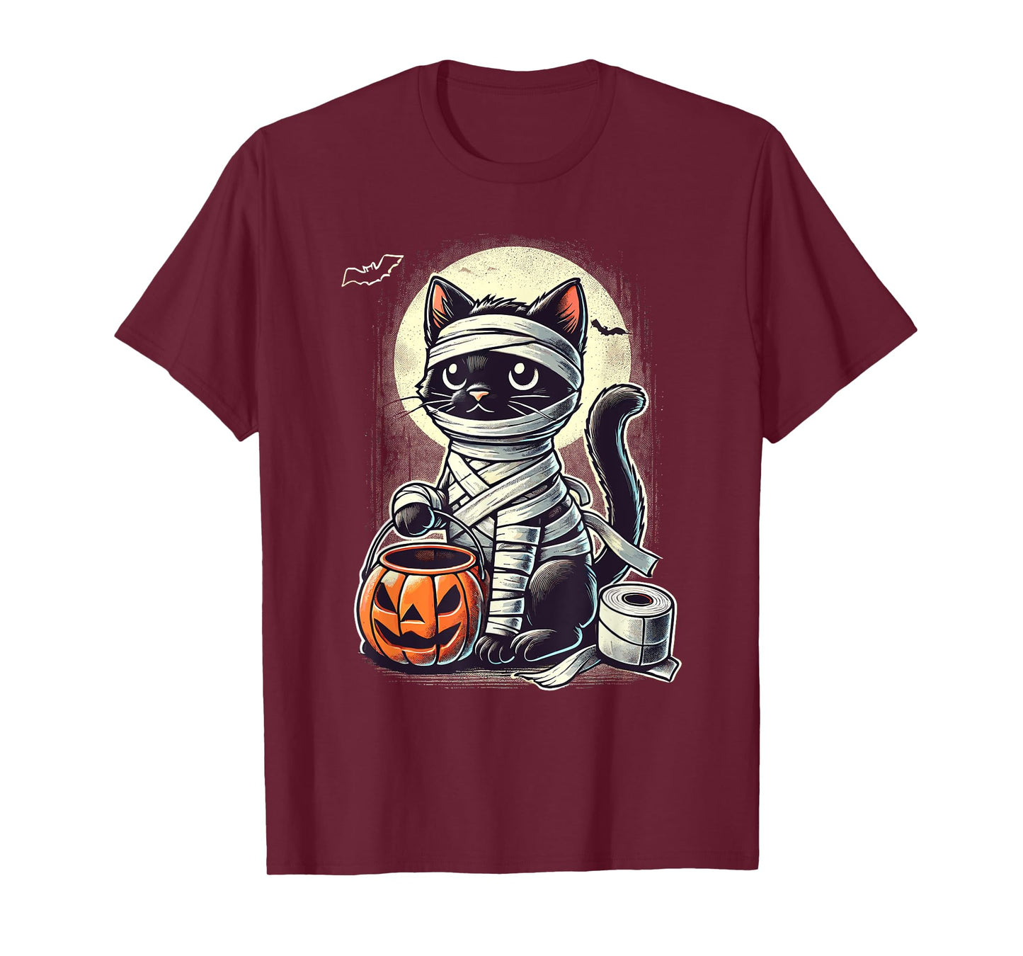 Black Cat Mummy Men Women Kids Halloween Funny Black Cat T-Shirt