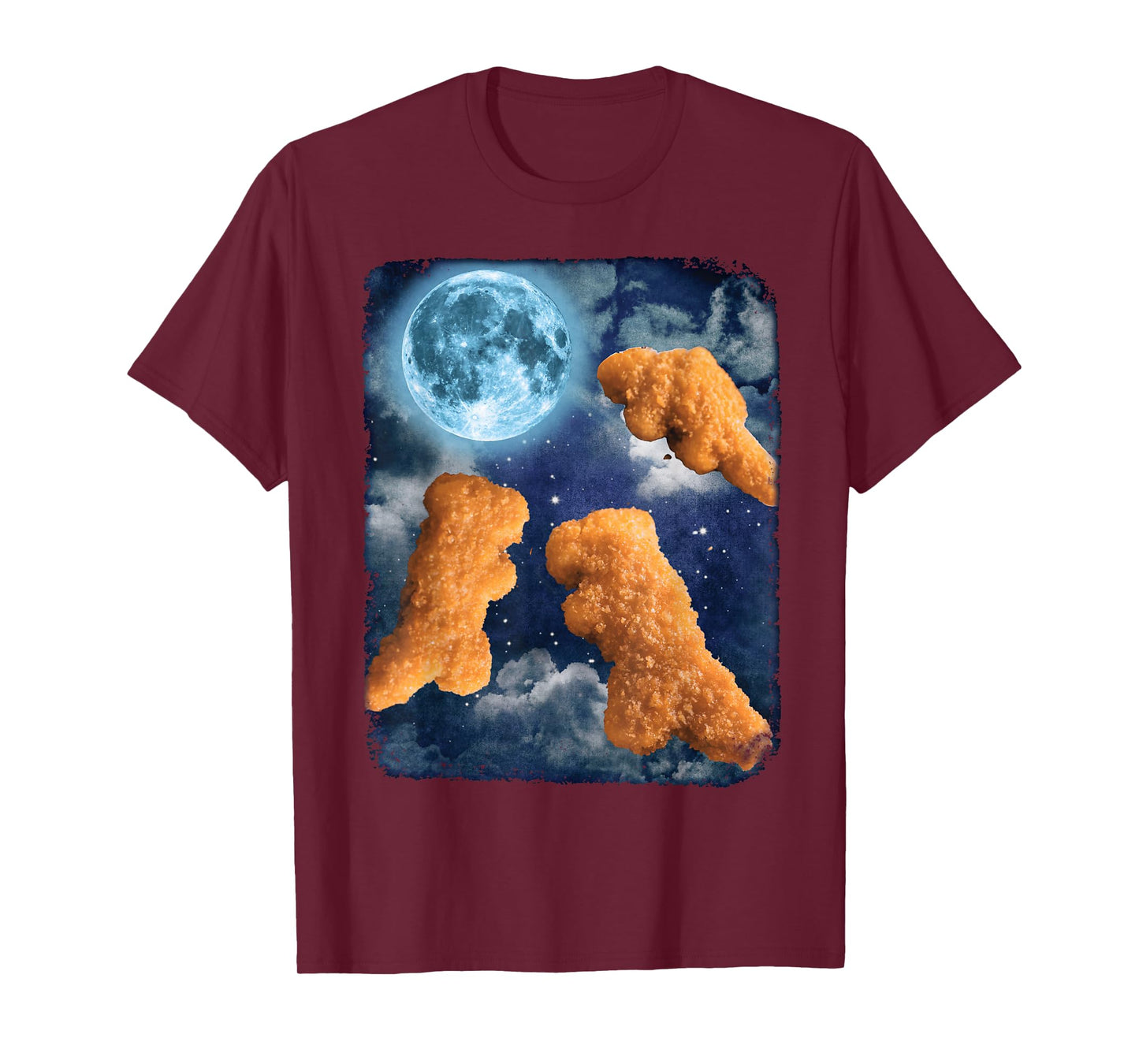 Funny Food Tees Dinosaur Chicken Nuggets Howling At The Moon T-Shirt