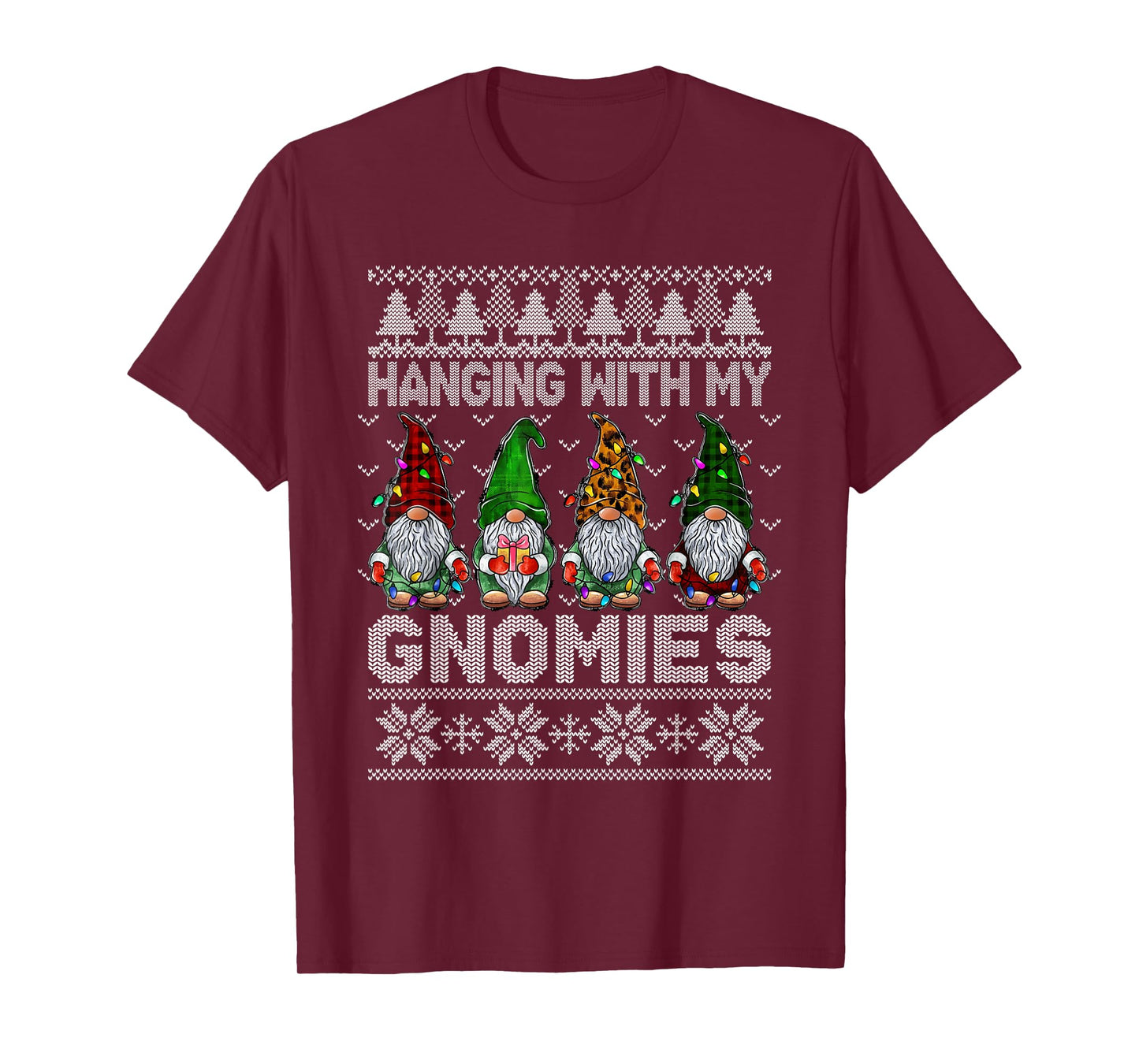 Hanging with My Gnomies Christmas Buffalo Plaid Red Green T-Shirt