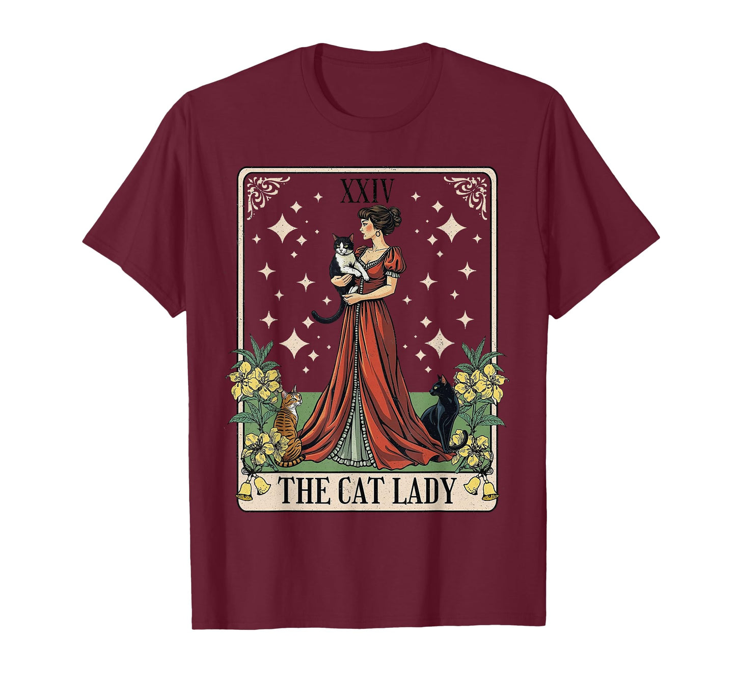 The Cat Lady Tarot Card, Vintage Gothic Cat Women Cat Mom T-Shirt