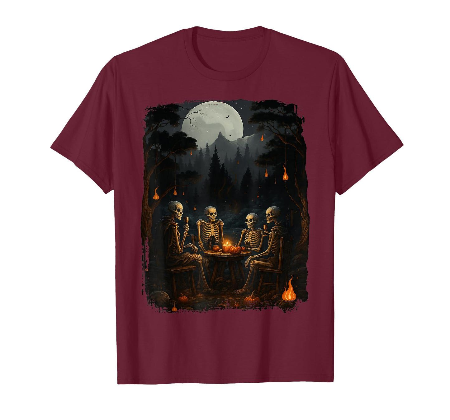 Vintage Ghost Gothic Skeleton Camping Halloween Men Women T-Shirt