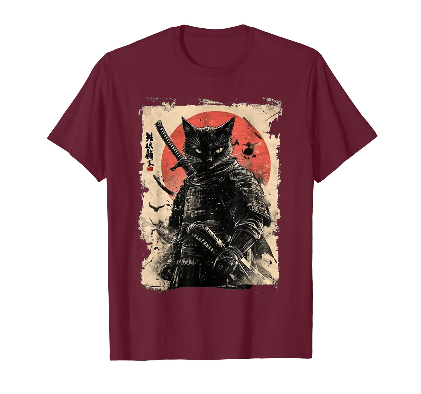 Vintage Japanese Art anime graphic samurai cat warrior T-Shirt for Men Women Kids