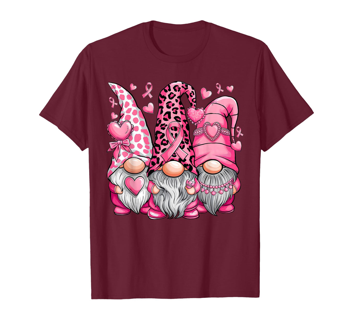 In October We Wear Pink Ribbon Gnomes Women Breast Cancer T-Shirt