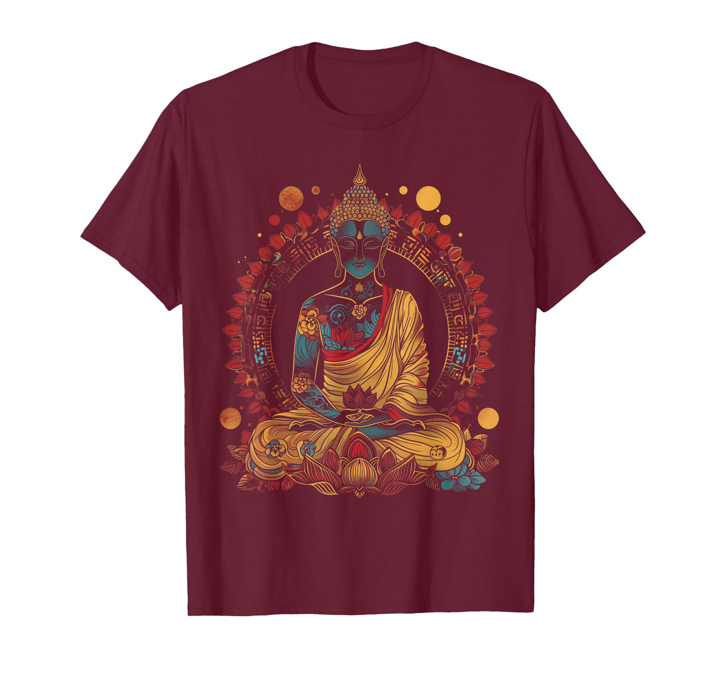 Buddha Vintage Flowers Zen Buddhist Buddhism Yoga Spiritual T-Shirt