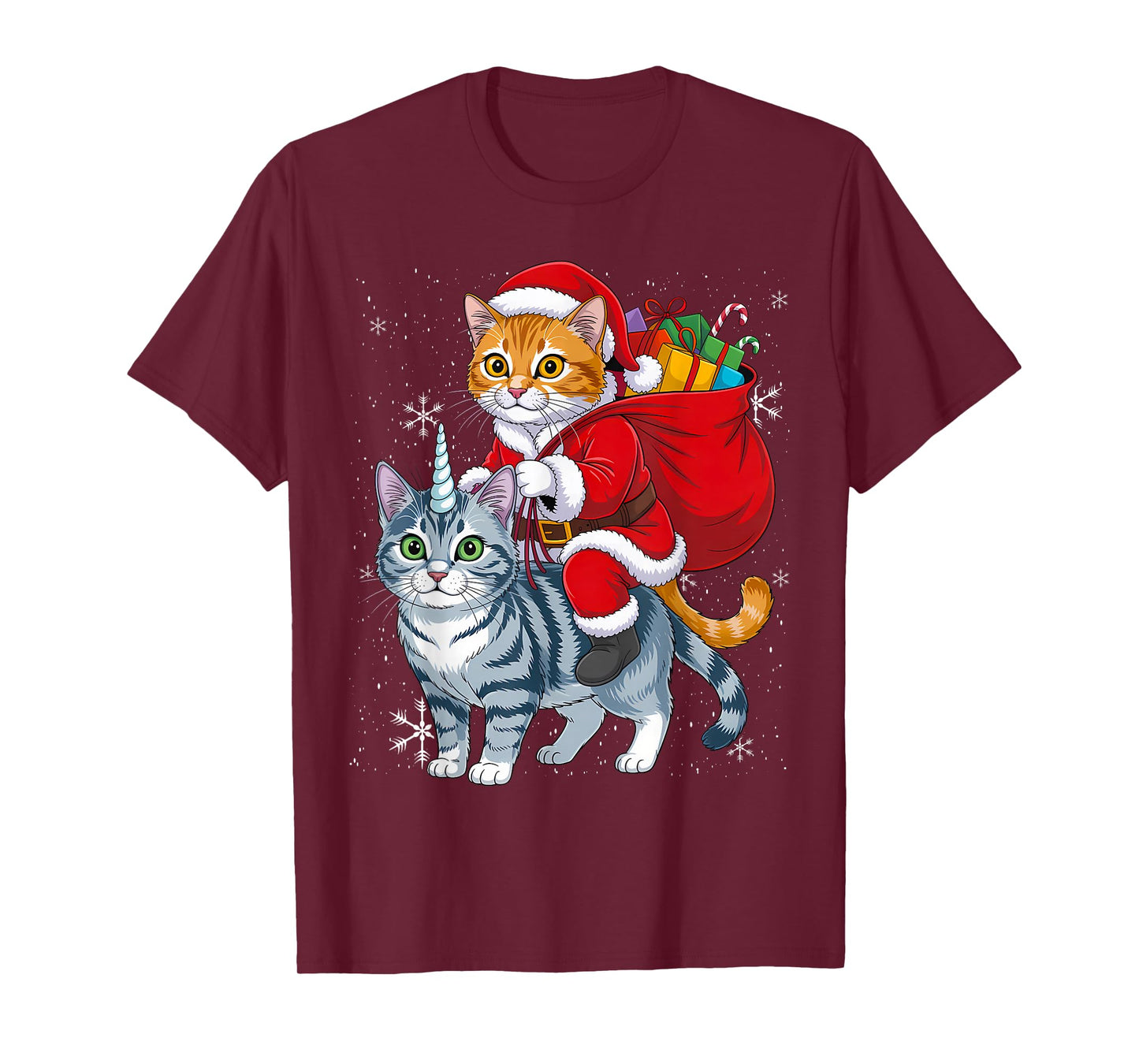 Cat Christmas Santa Caticorn Unicorn Meowy Catmas Xmas Girls T-Shirt