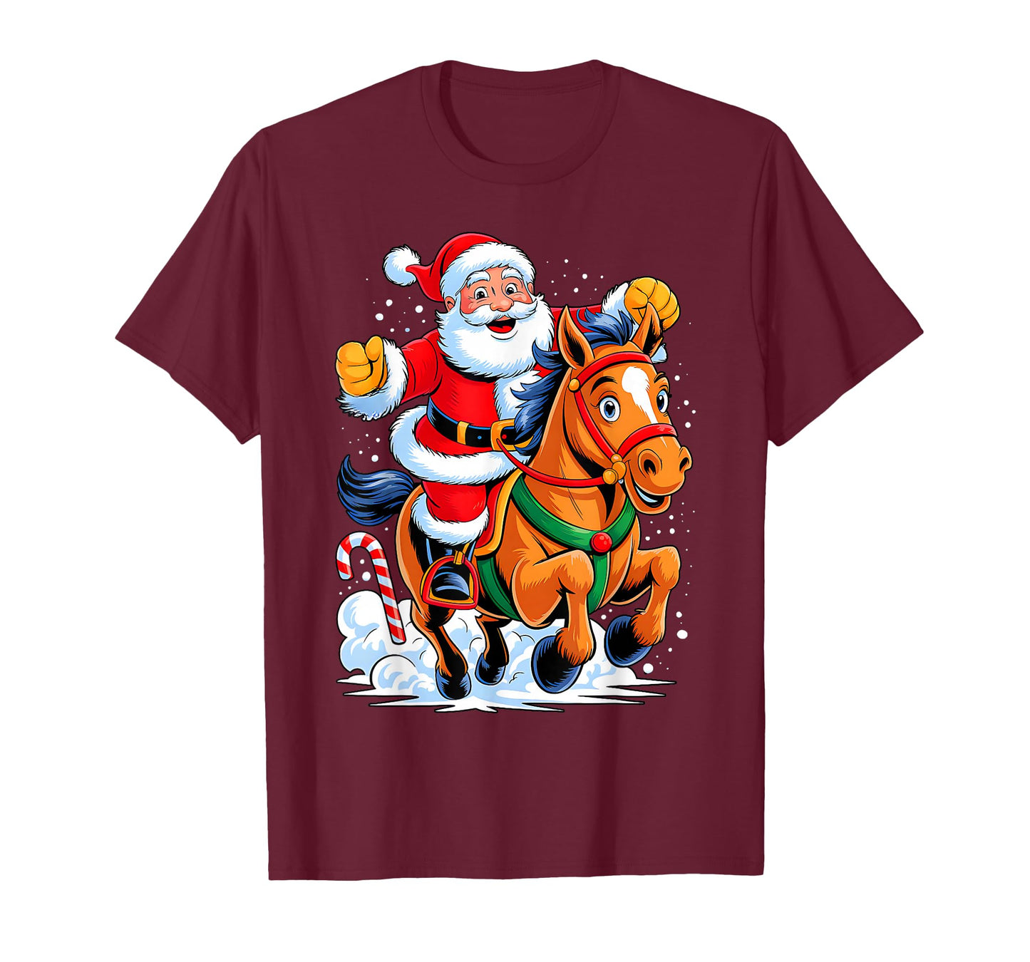 Santa Riding Horse Funny Equestrian Christmas Xmas Pajama T-Shirt