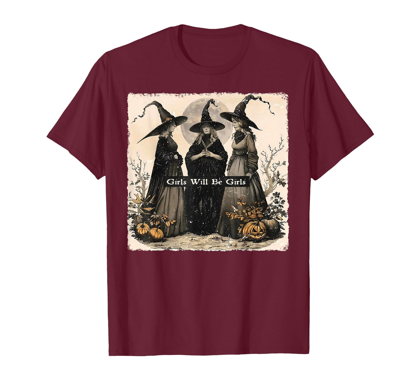 Halloween Spooky Witch Girl Will Be Girls Feminist Women T-Shirt