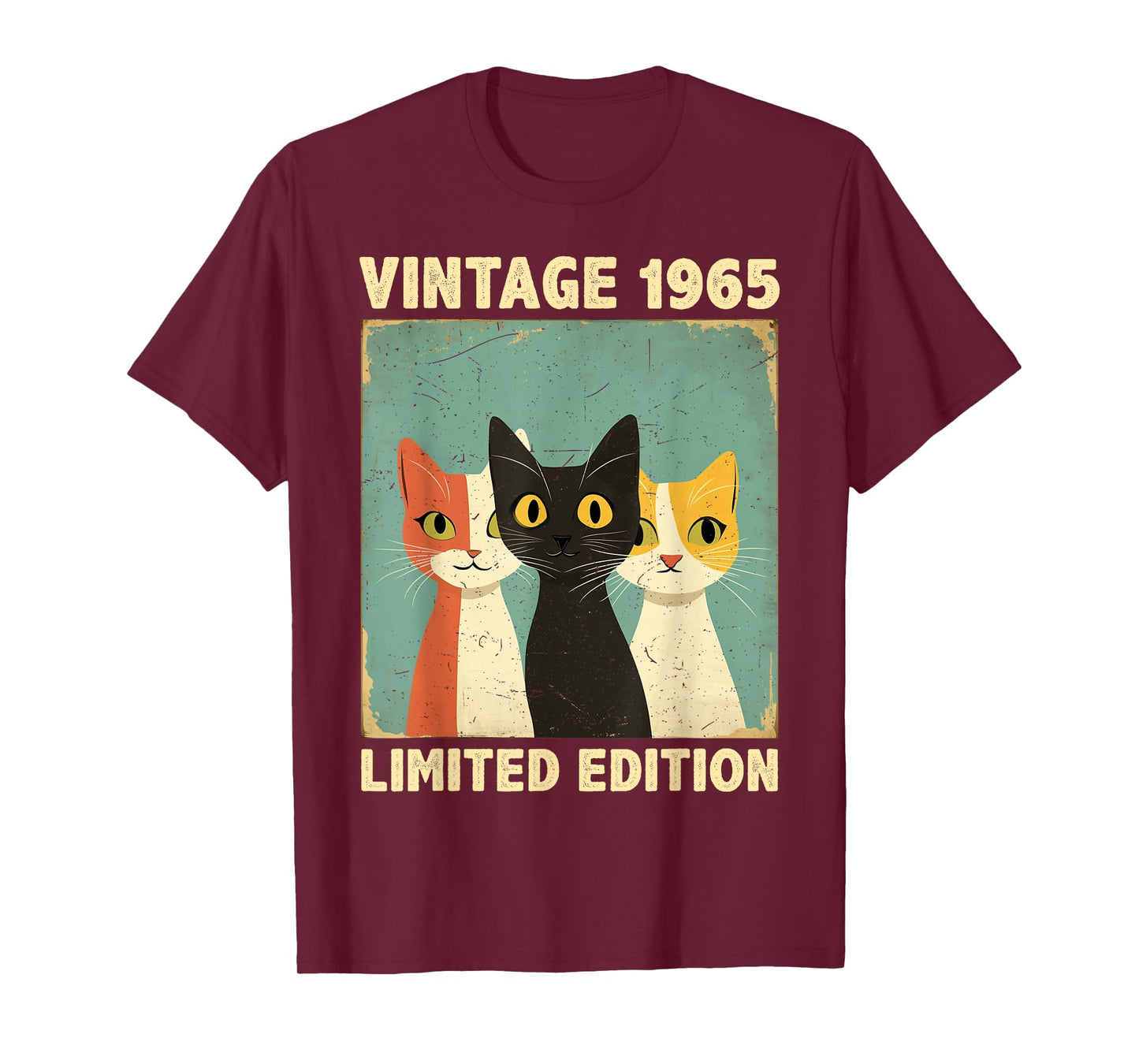 Funny 60 Years Old Gift Vintage 1965 Cat Lover 60th Birthday Men Women Kids T-Shirt