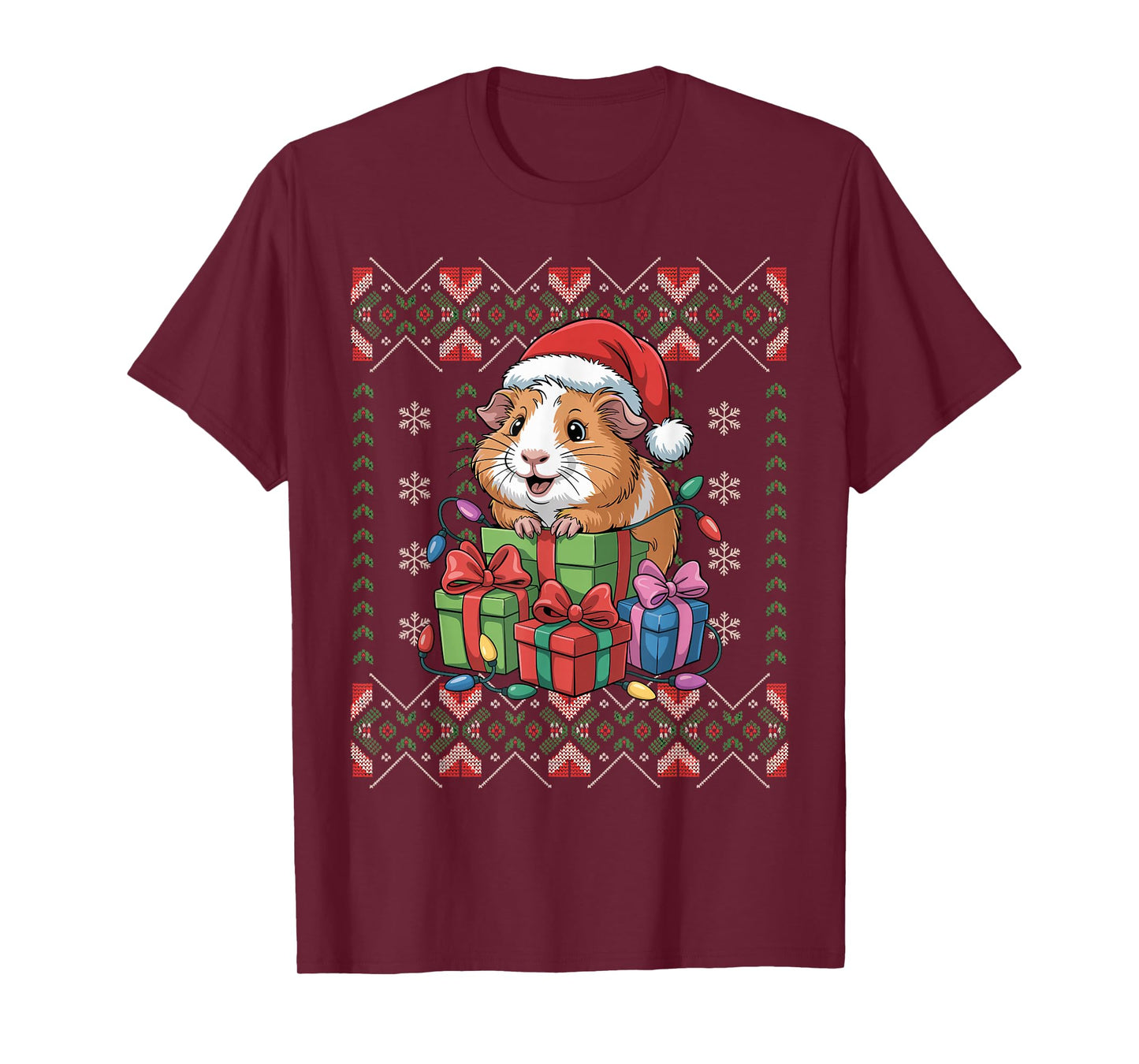 Santa Guinea Pig Christmas Ugly Sweater Funny Holiday Pajama T-Shirt