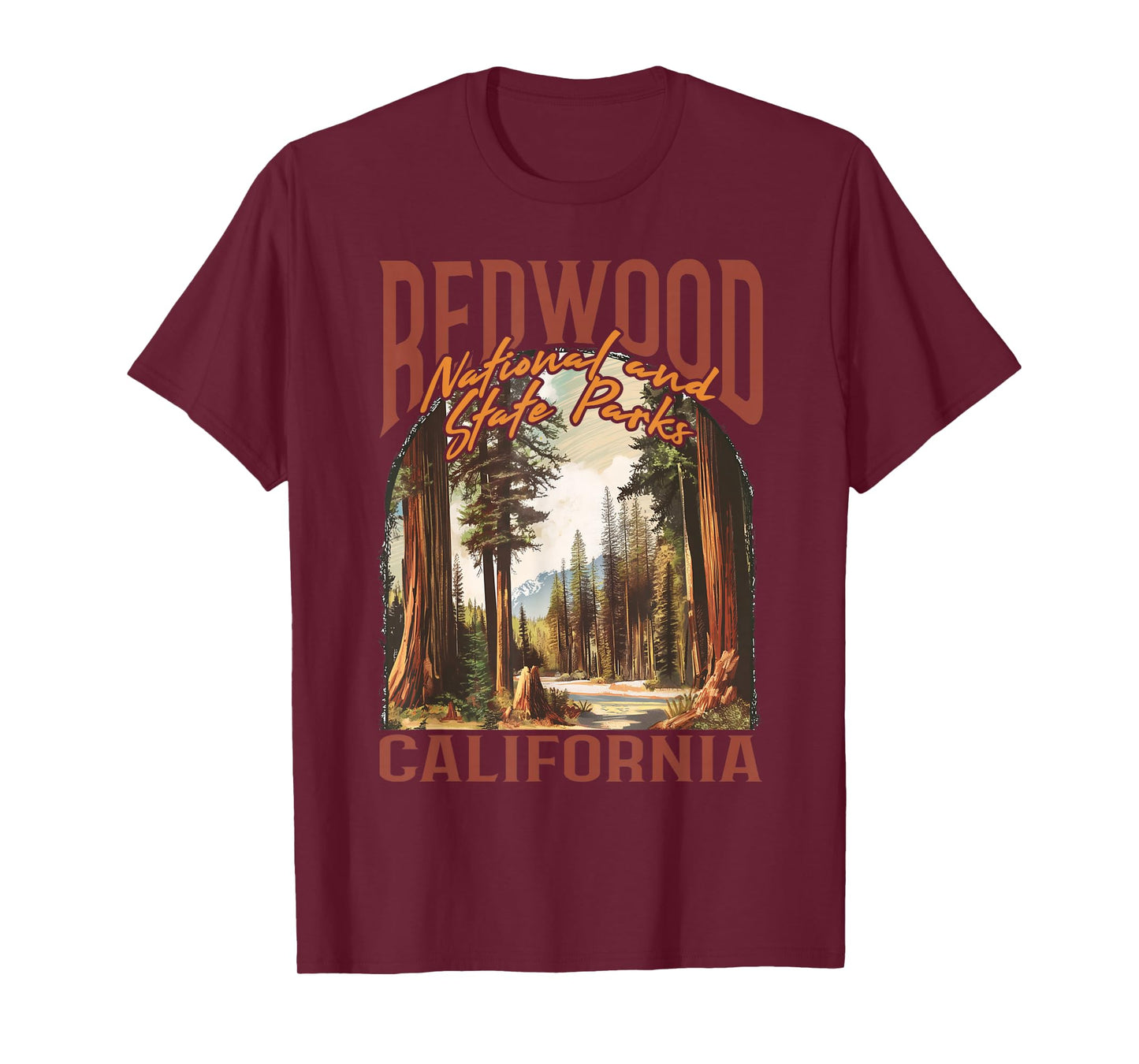 Redwood USA National Park Vintage California Outdoors Retro T-Shirt