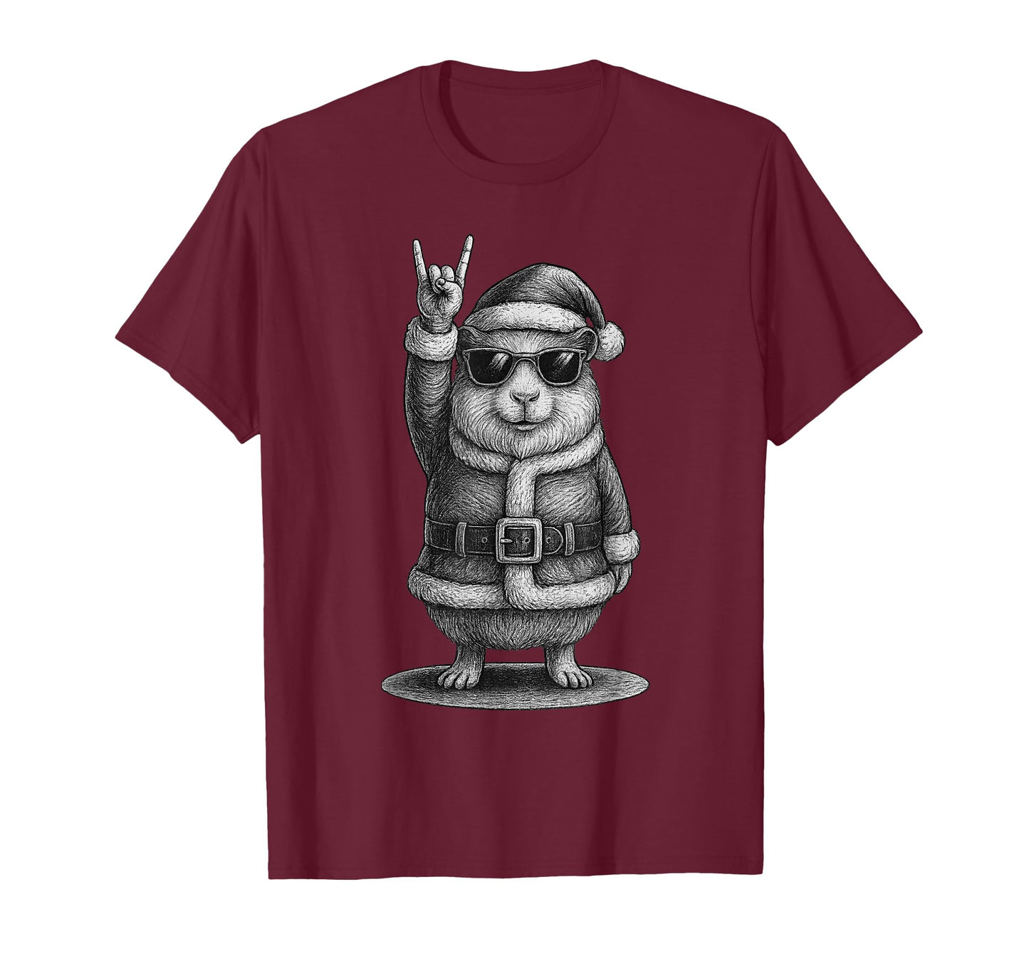 Guinea Pig Rock Music Christmas Pet Lover T-Shirt