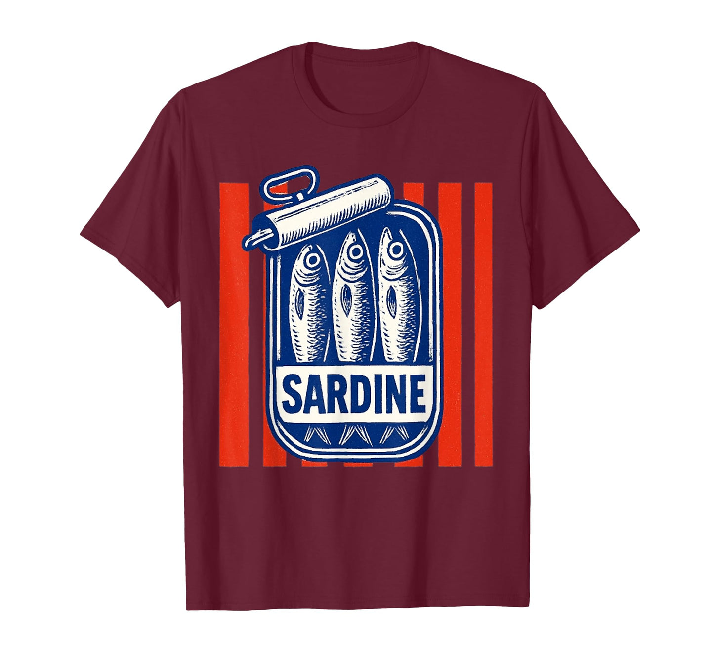 Les sardines red stripes fisherman aesthetic coastal sardine T-Shirt