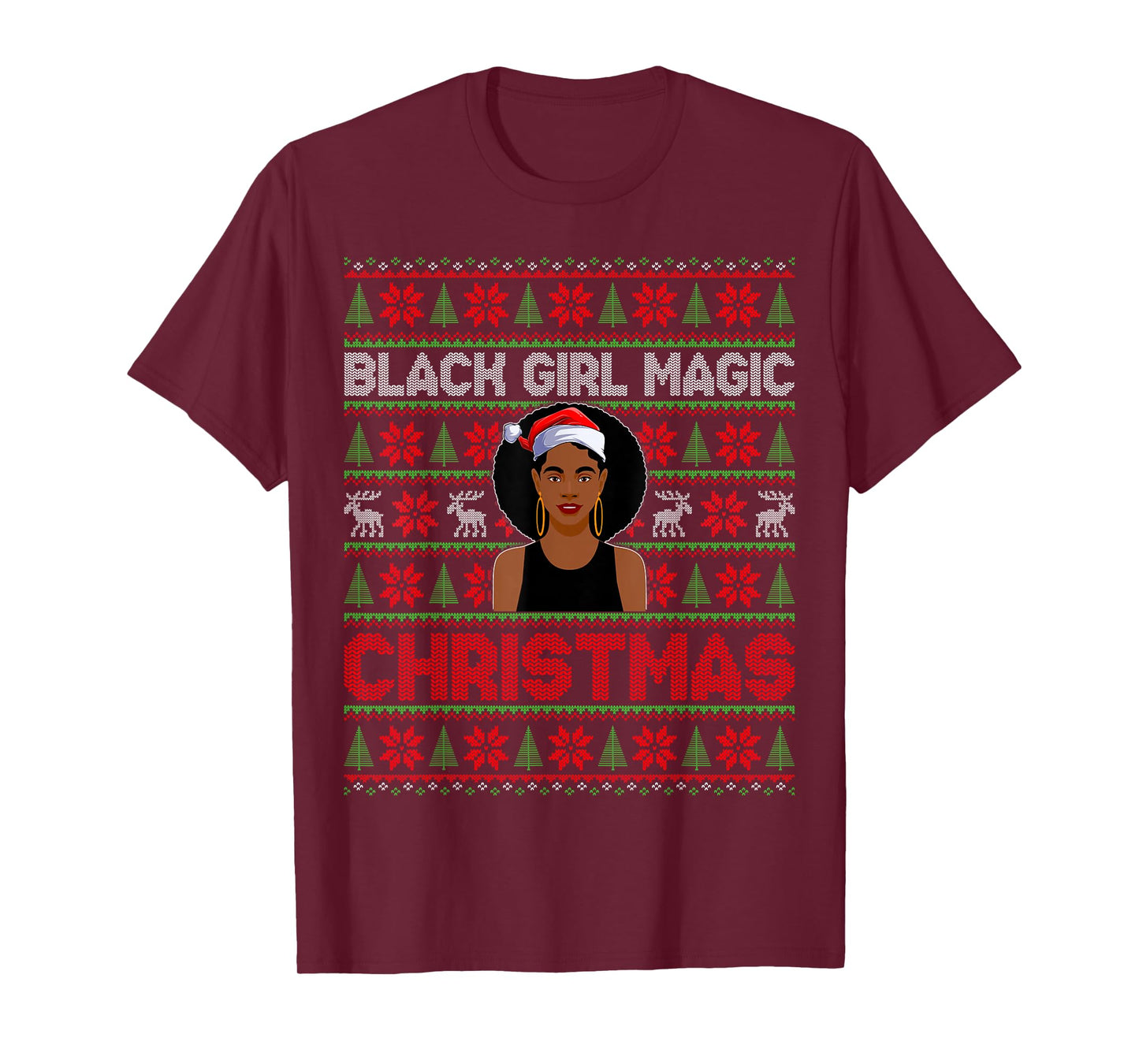 Ugly Sweater African American Black Girl Women Christmas T-Shirt