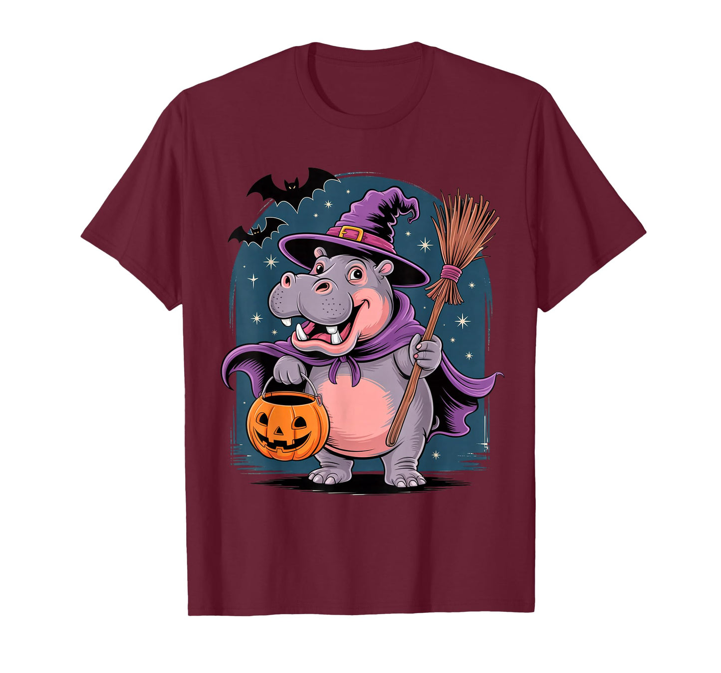 Witchy Hippo Halloween Outfit for Funny Animal Lovers T-Shirt