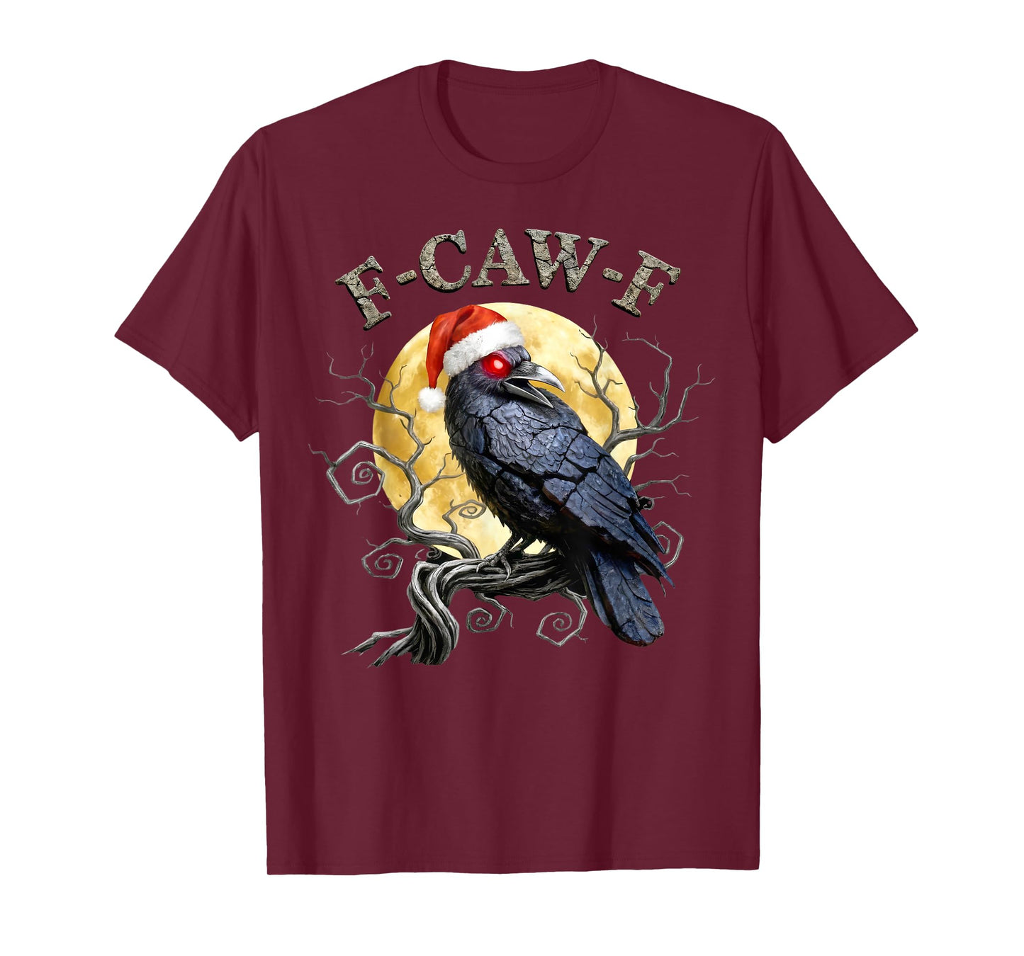 Funny Crow F-CAW-F Black Bird, Gothic Christmas Santa Hat T-Shirt
