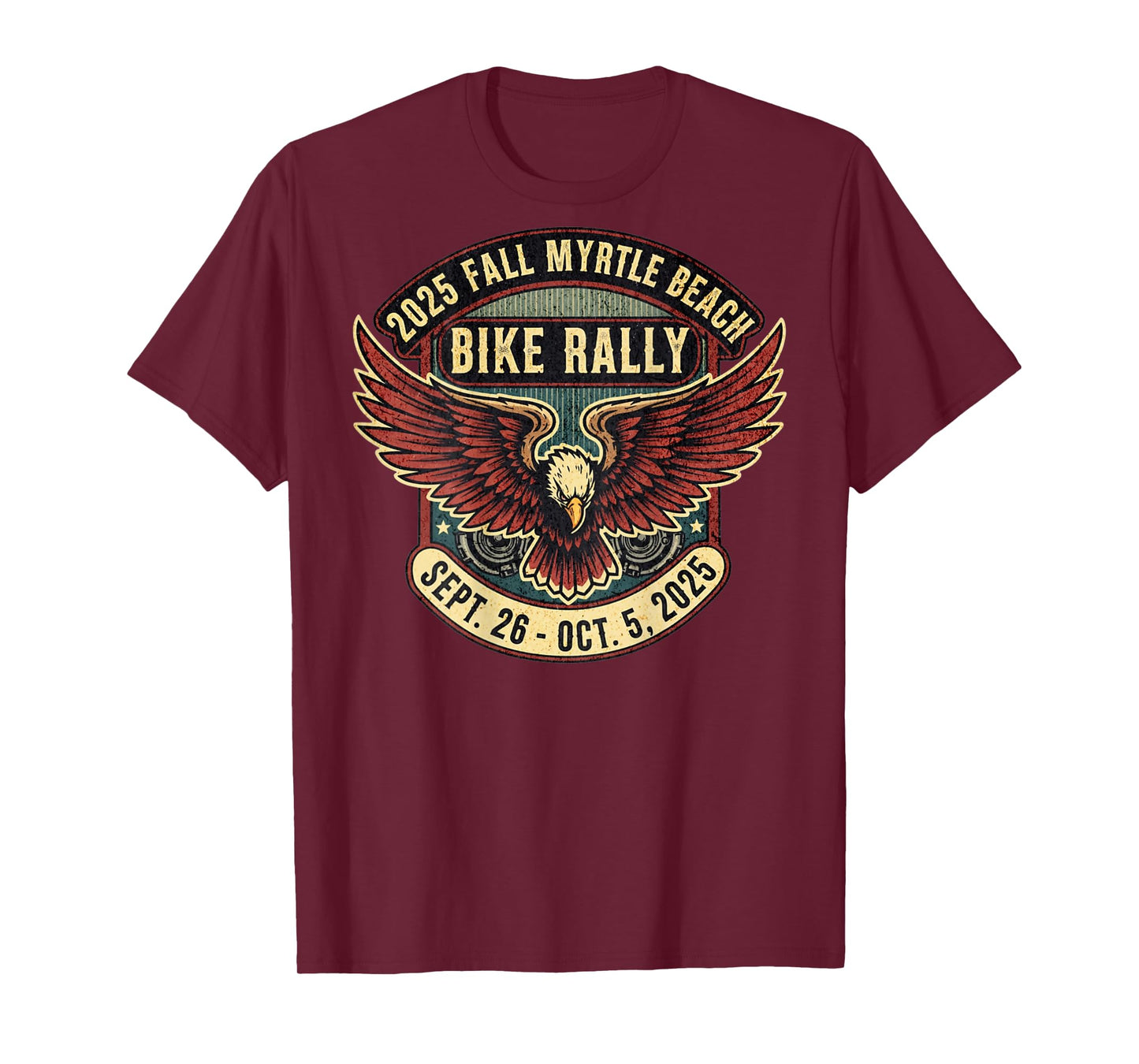 2025 Fall Myrtle Beach Bike Rally with Vintage Art ON Back T-Shirt