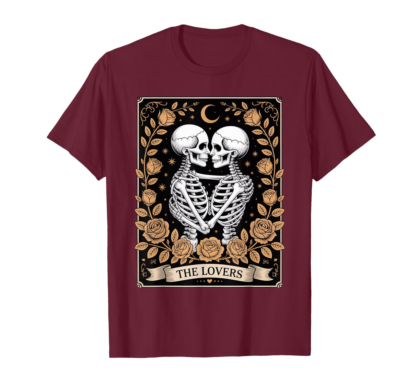 Tarot Card The Lovers Skeleton Goth Halloween Witch Vintage T-Shirt