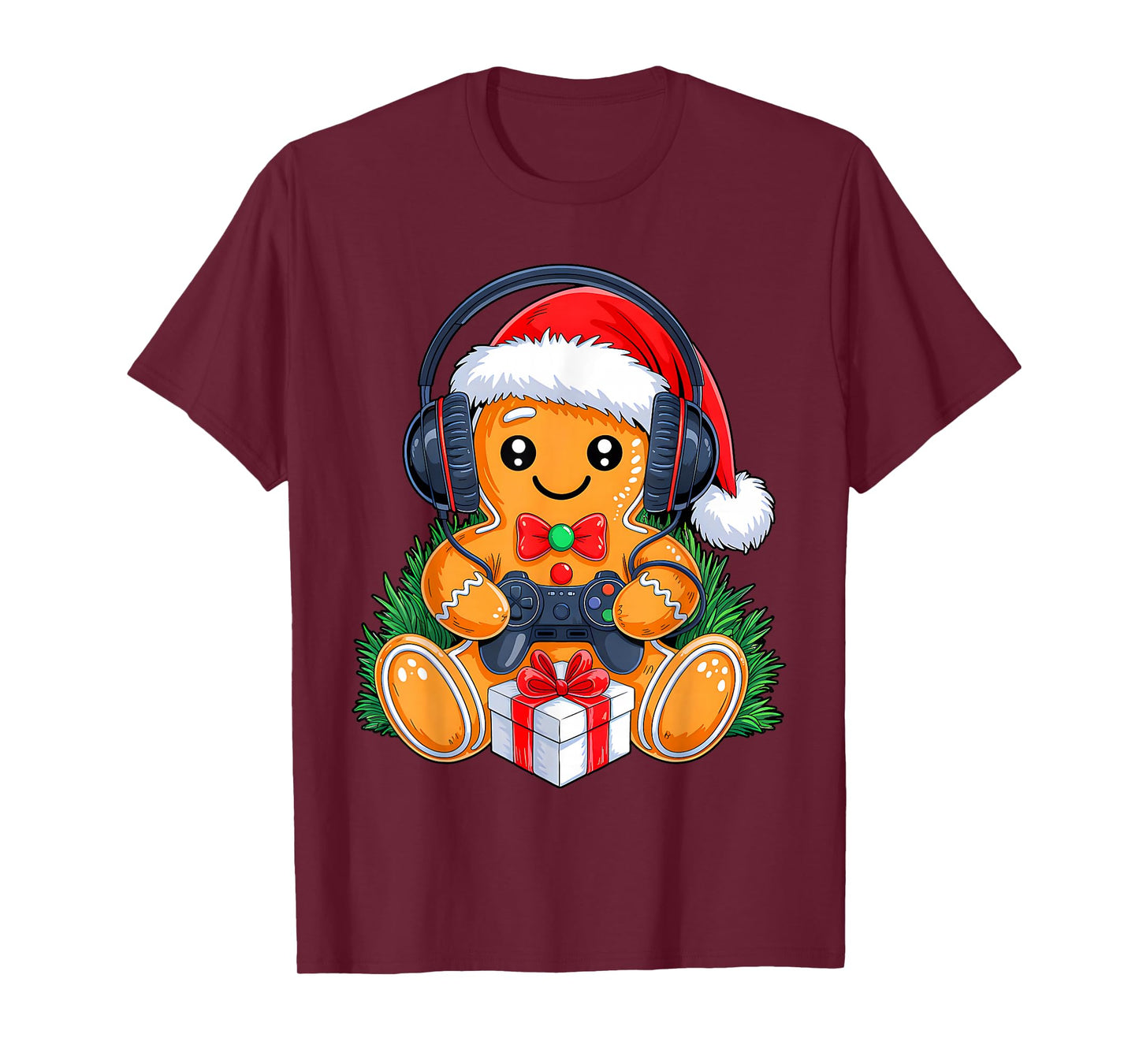 Funny Christmas Gamer Gingerbeard Xmas Gaming Men Boys Kids T-Shirt