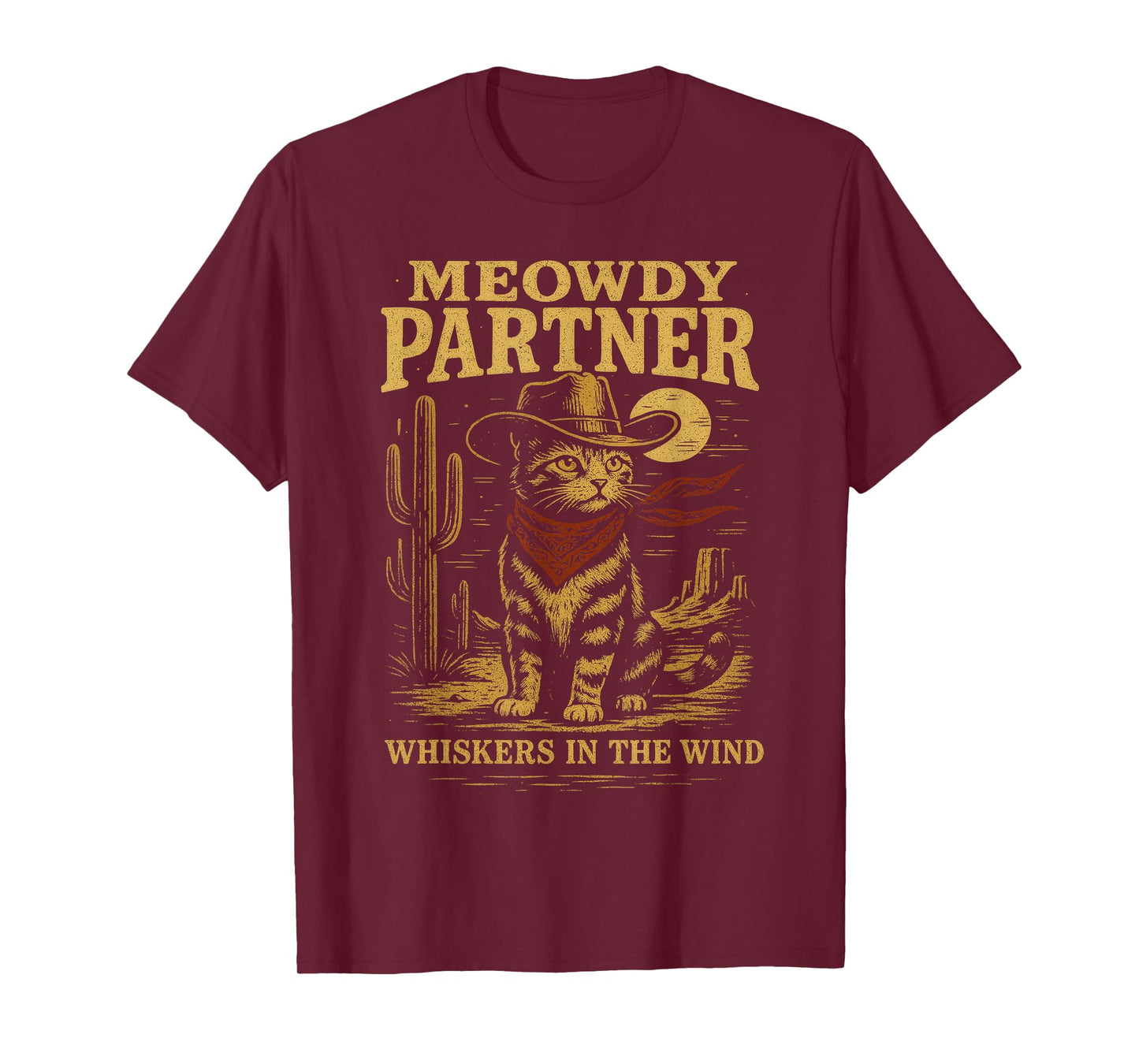 Meowdy Partner Funny Country Side Cat Hat Vintage Cowboy Cat T-Shirt