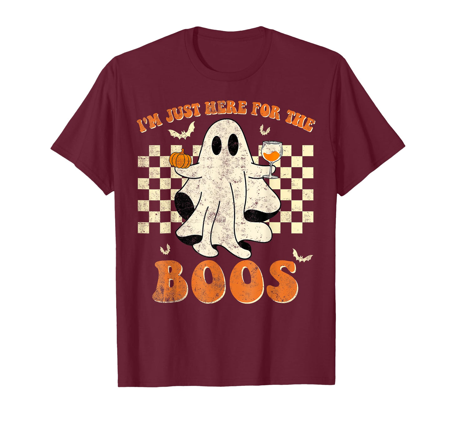 I'm Just Here for The Boos Ghost Retro Groovy Halloween T-Shirt
