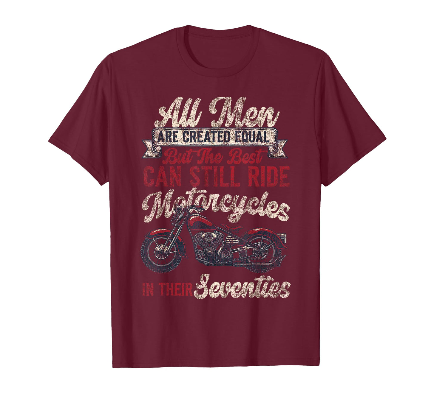 Classic Motorcycle Biker Grandpa 70th Birthday All Men Are T-Shirt