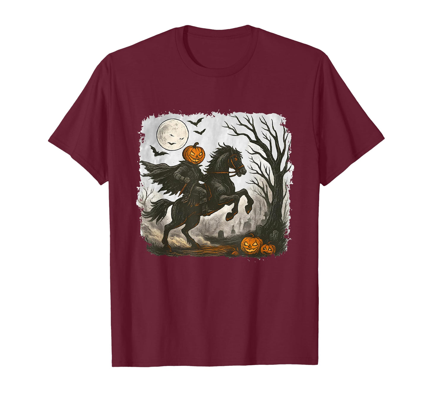 Headless Horseman Halloween Pumpkin Spooky Jack O Lantern T-Shirt