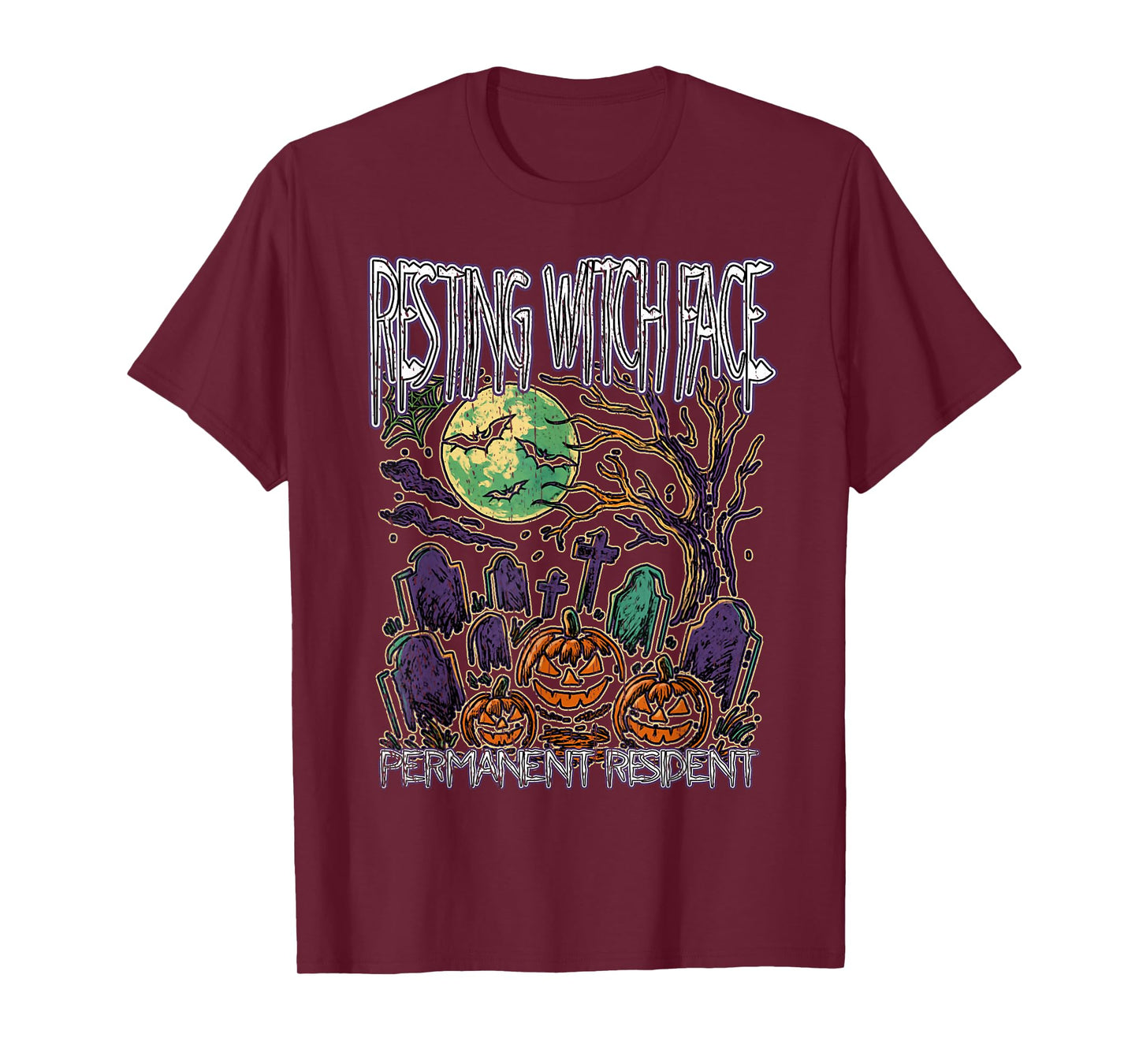 Resting Witch FACE Permanent Resident Happy Halloween Spooky T-Shirt