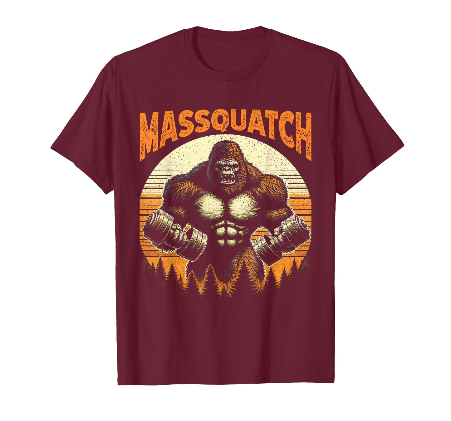 Funny Bigfoot Massquatch Sasquatch Workout Gym Weightlifting T-Shirt