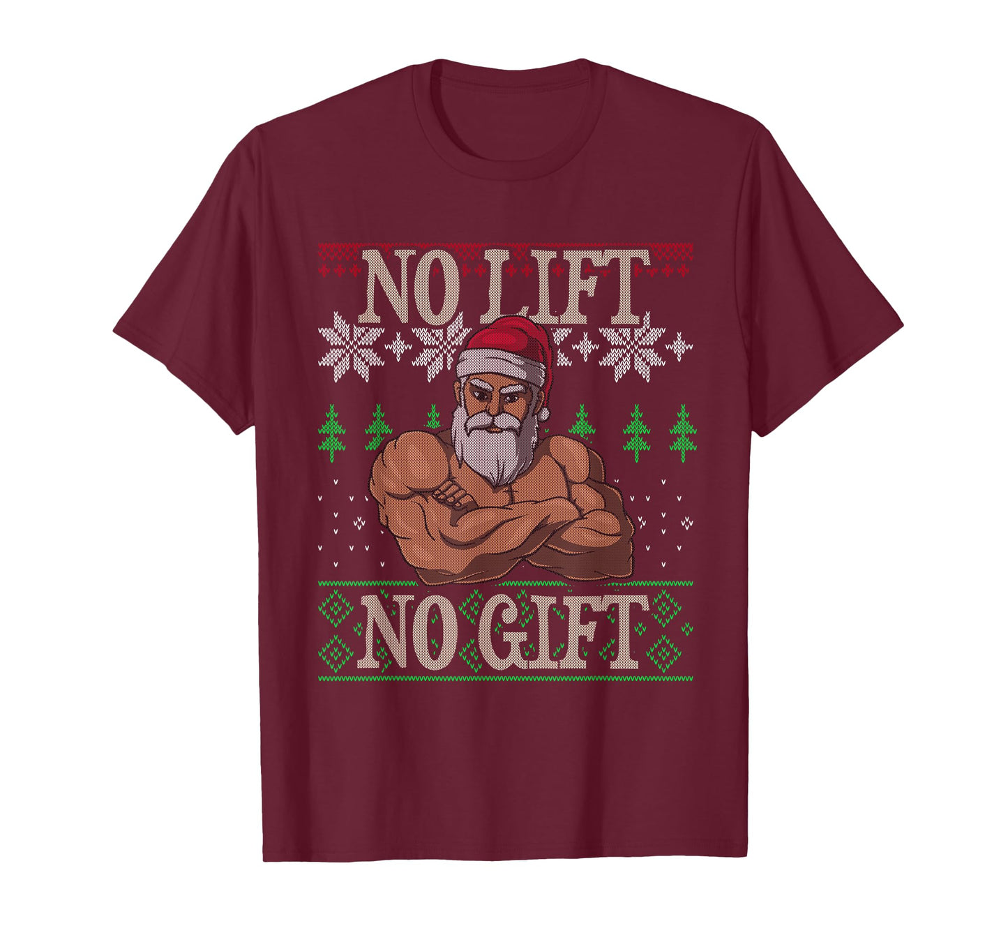 No Lift No Gift Santa Claus Ugly Christmas Gym Workout X-Mas T-Shirt