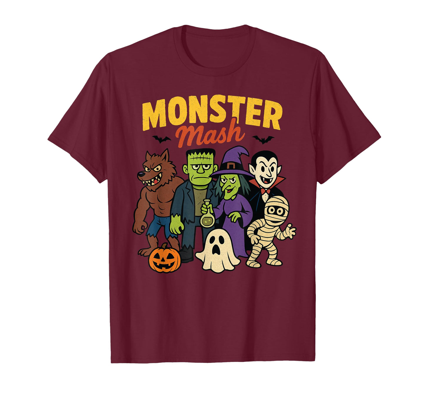 Monster Mash Halloween Season Witch Vampire Werewolf Mummy T-Shirt