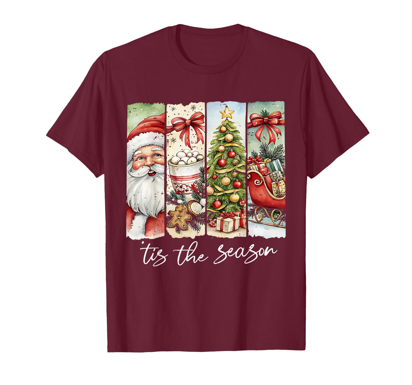 Vintage Funny Tis The Season Merry Christmas Santa Cute Xmas T-Shirt