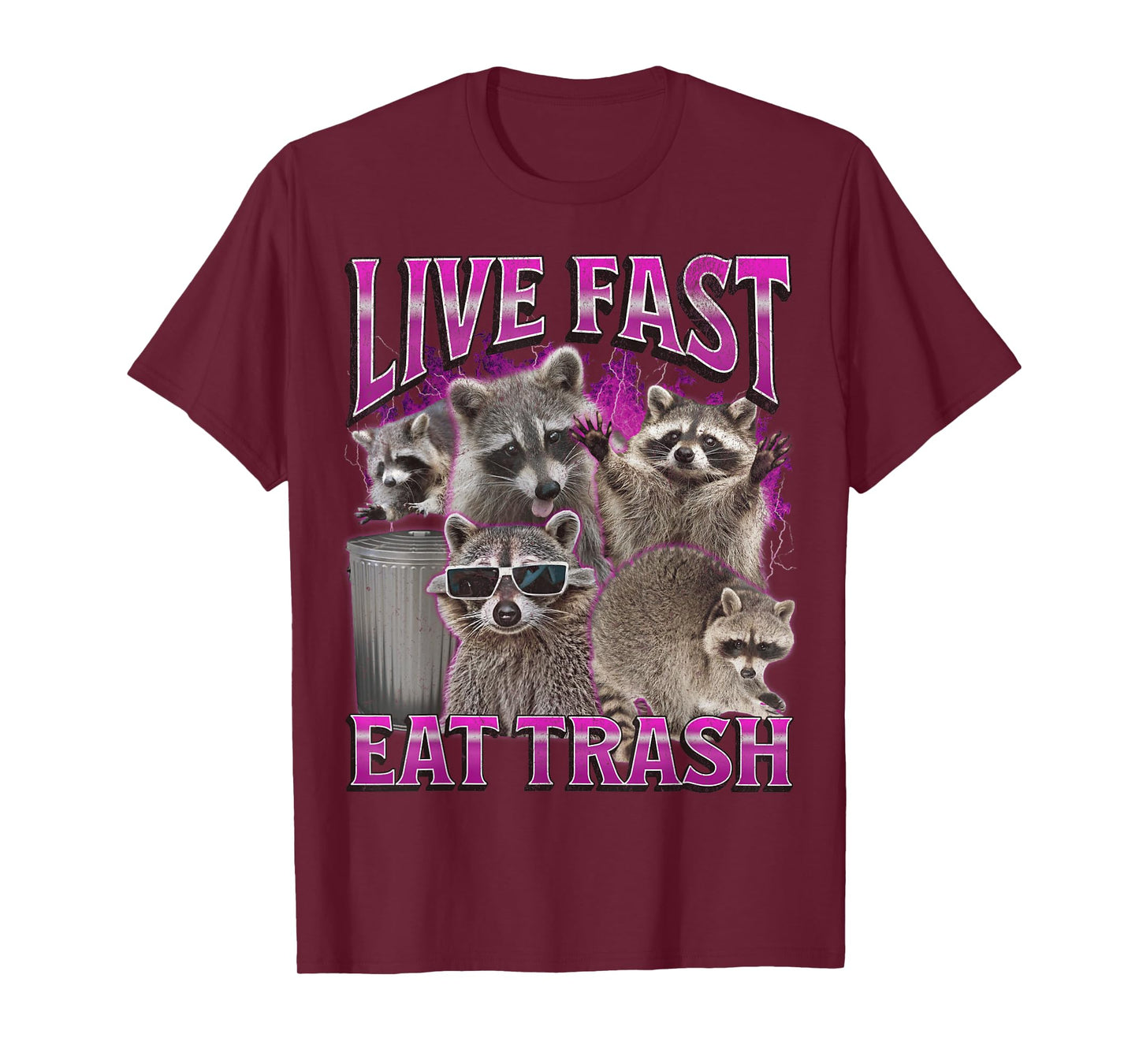 Live Fast Eat Trash Funny Raccoon Meme Bootleg Graphic 90s T-Shirt