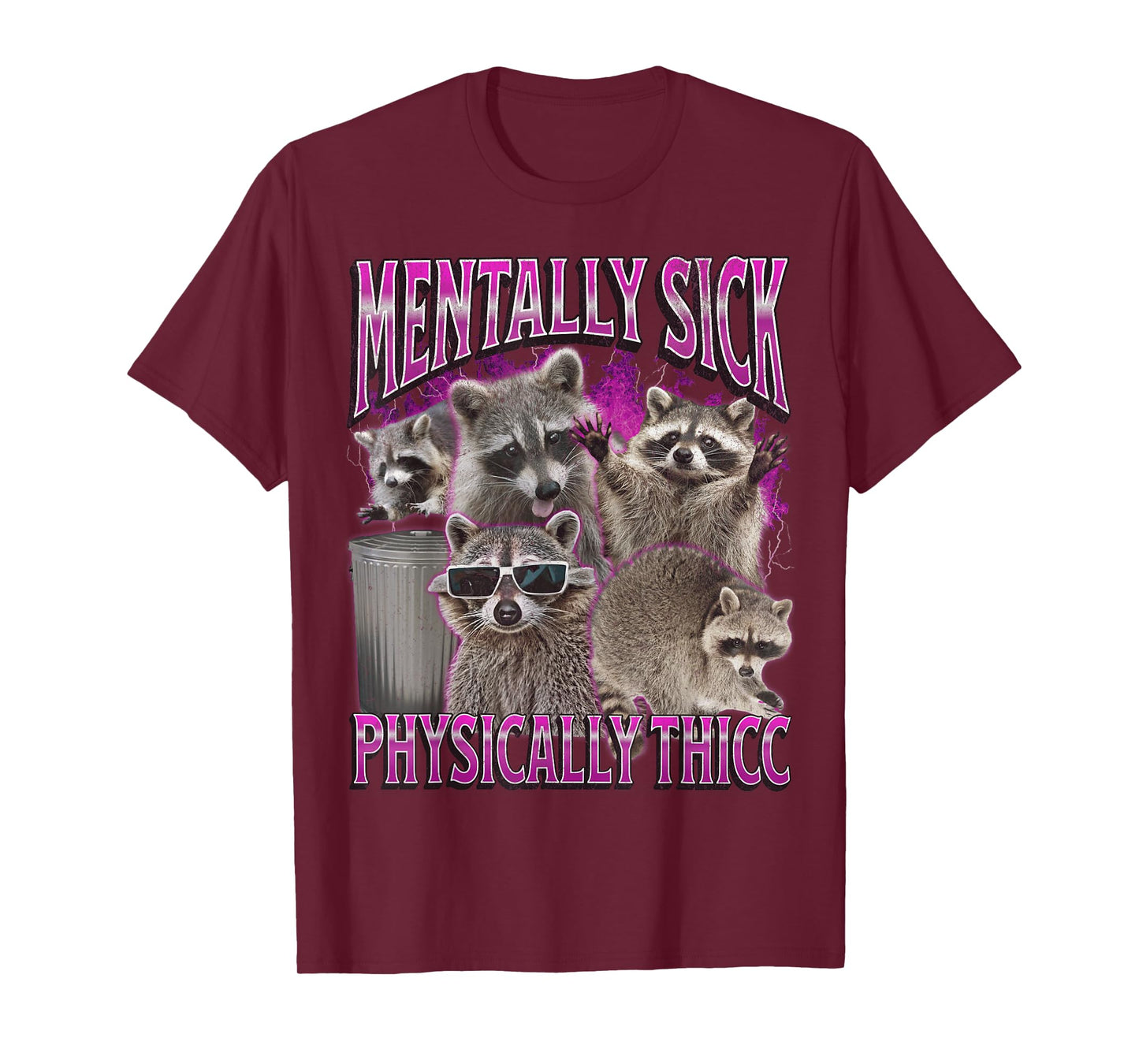 Physically Thicc Funny Raccoon Meme Bootleg Graphic 90s T-Shirt