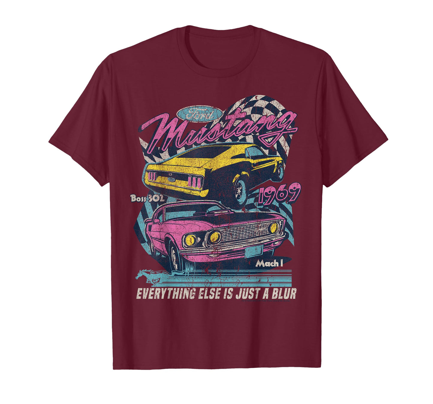 Ford - Vintage Mustang Mach 1 1969 Boss 302 Just A Blur T-Shirt