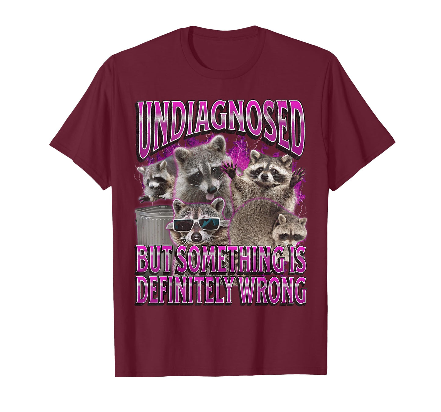 MildlyPerturbed Unisex-Adults Retro Funny Raccoon Meme T-Shirt, Black, Small, Short Sleeve