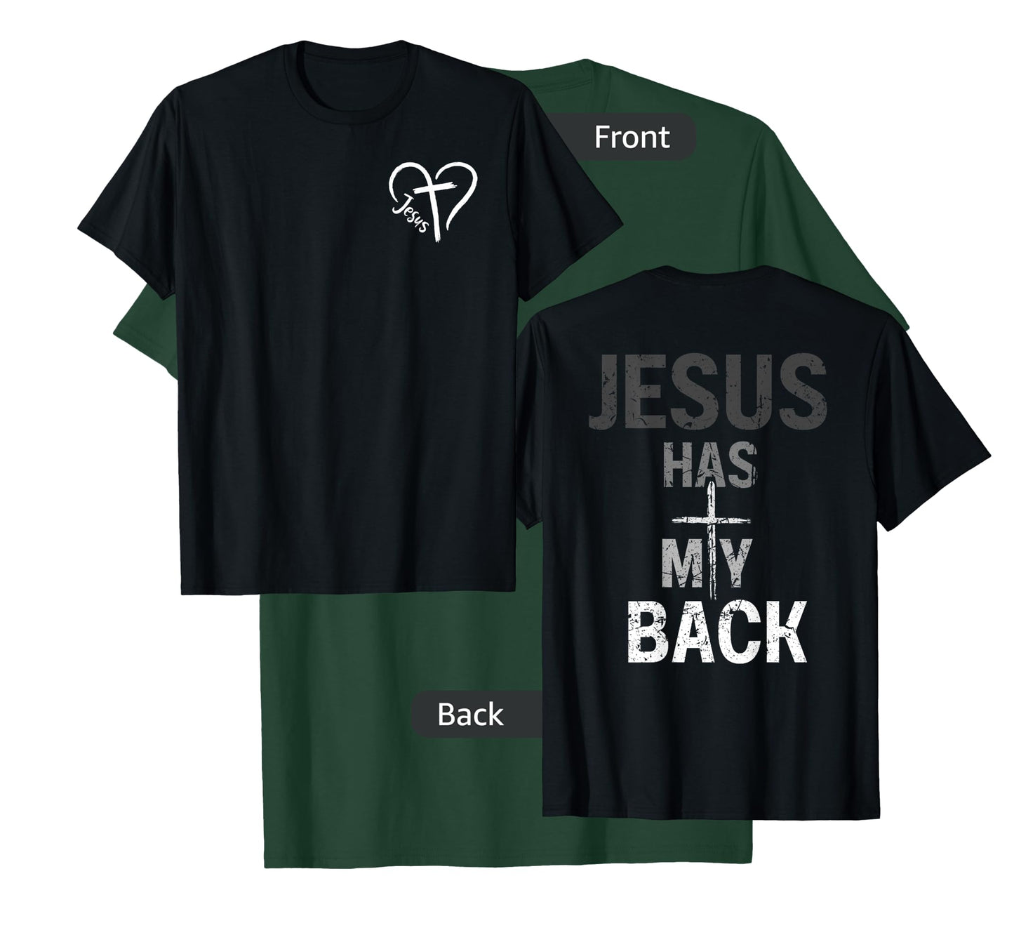 Christian Tshirt Jesus Has My Back Retro (Front and back) T-Shirt
