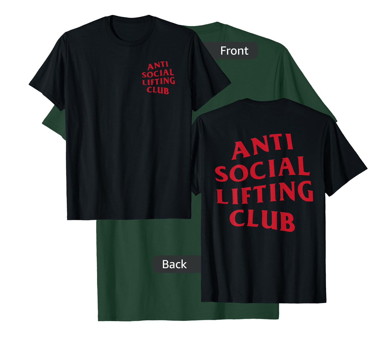 Anti Social Lifting Club: Red Logo (Front + Back) T-Shirt
