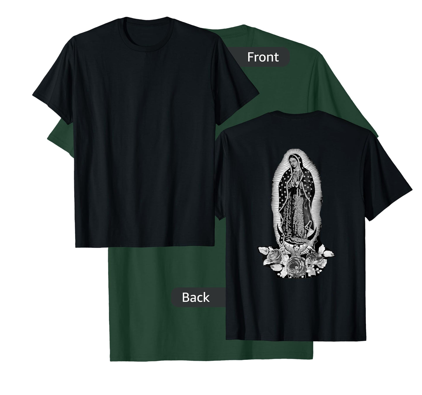 Our Lady De Guadalupe Sant Mary Back Print Christians T-Shirt