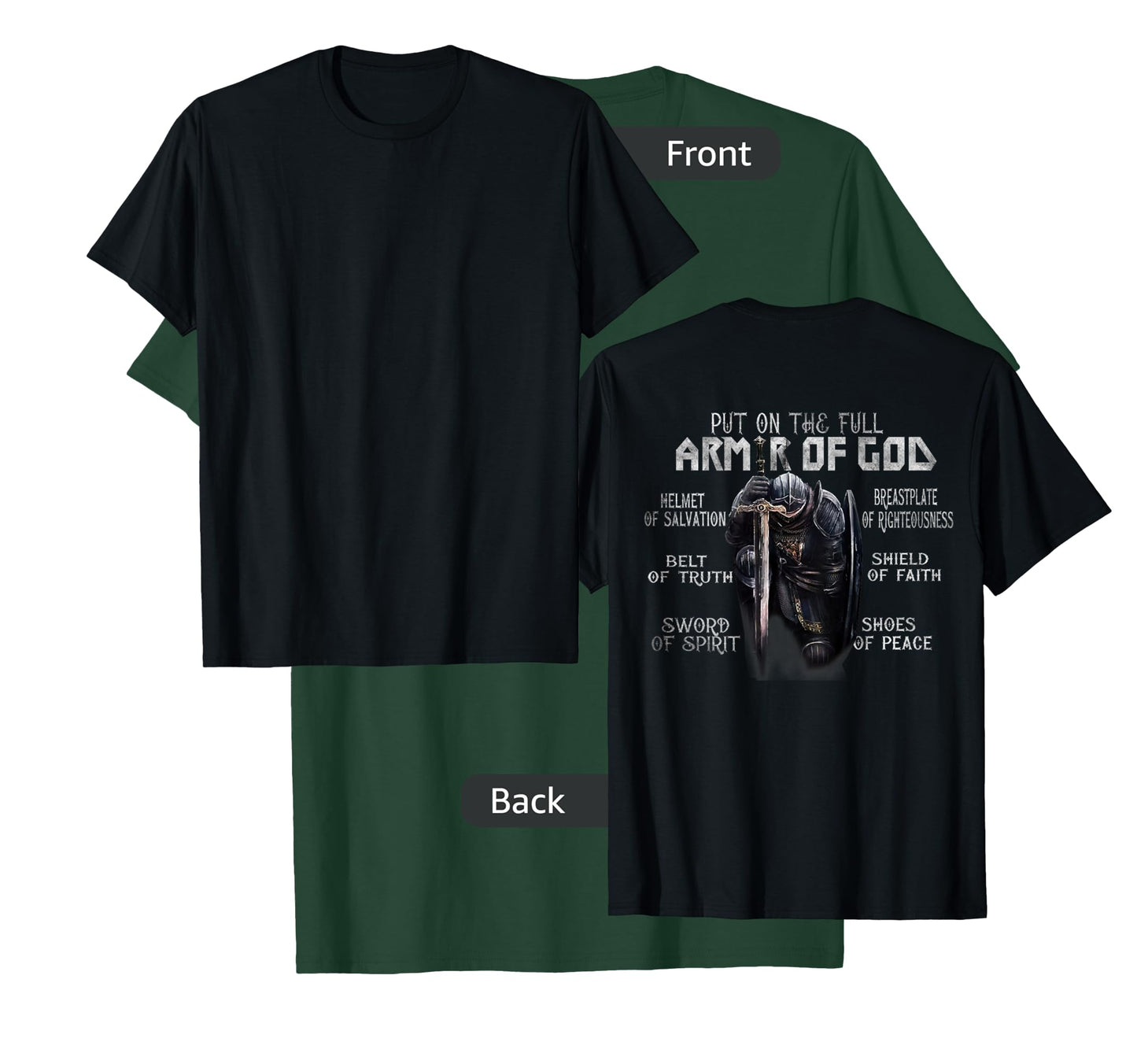 Put On The Full Armor Of God, Bible Verse Religious (Back) T-Shirt