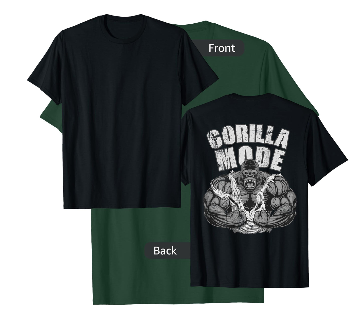 Gorilla Mode Gym Ape Fitness Coach Swole Monkey ON BACKSIDE T-Shirt