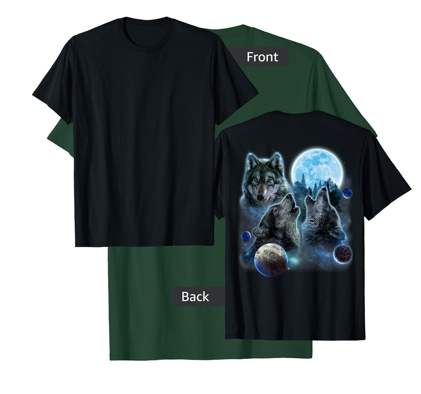 Three Wolf Howling and Moon T-Shirt