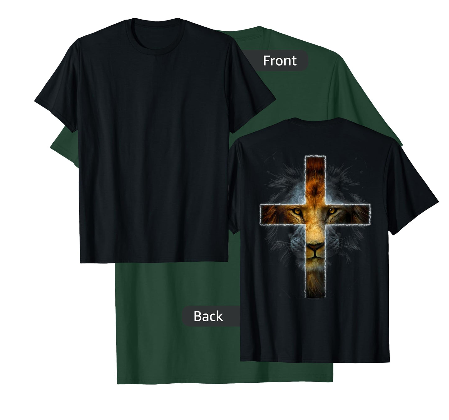 Christian Jesus Lion of Tribe Judah Cross Men Women ON BACK T-Shirt